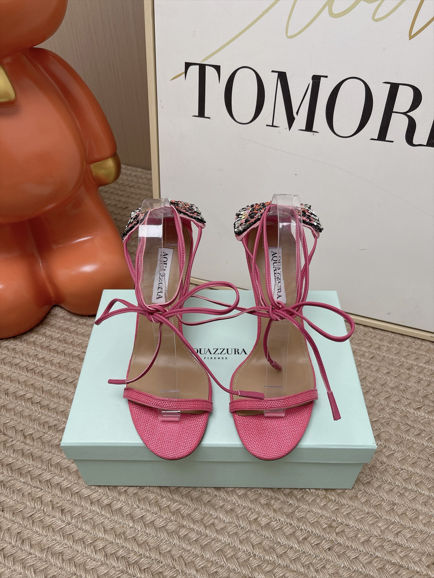 Женские туфли AQUAZZURA с кристаллами розового цвета