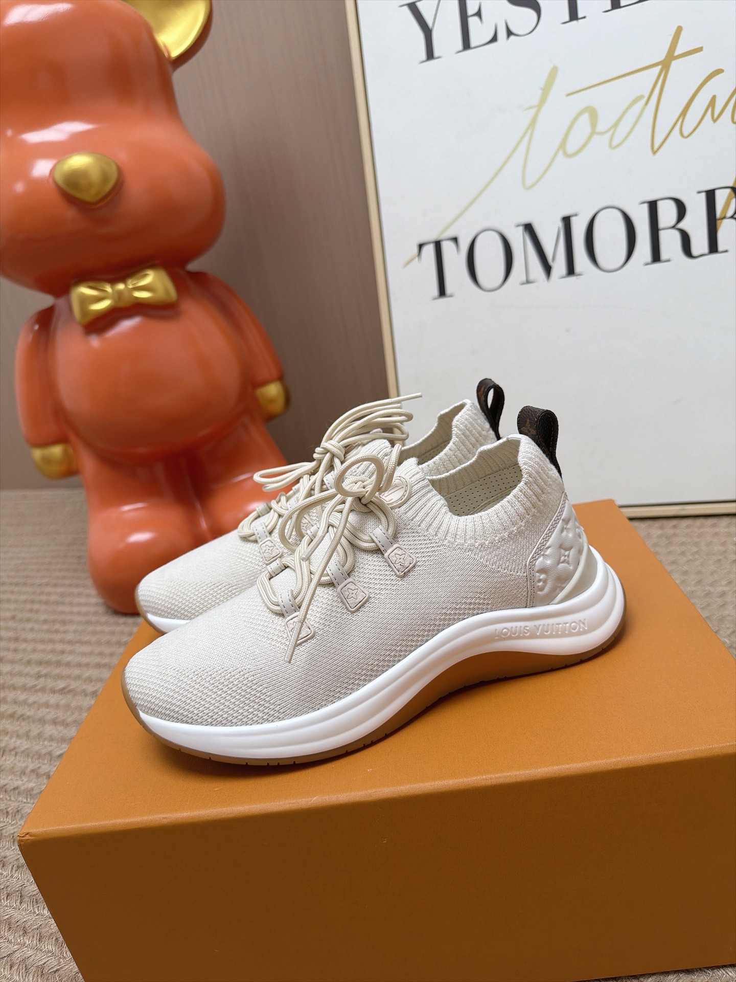 Louis Vuitton White Knit Running Sneakers
