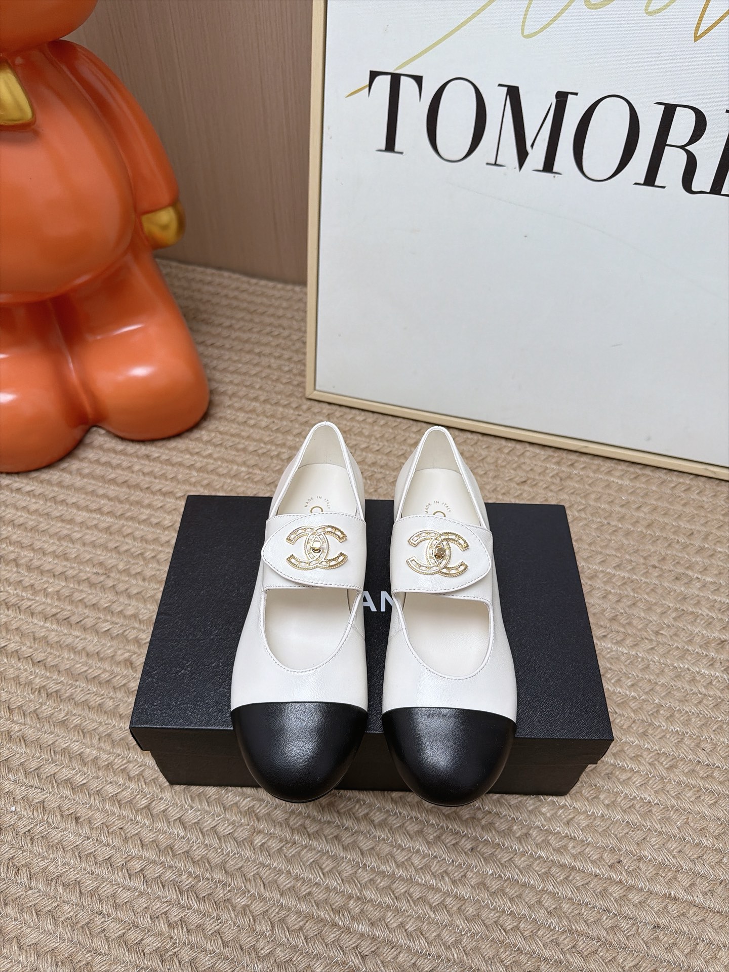 Chanel Black Cap Toe Mary Jane Flats