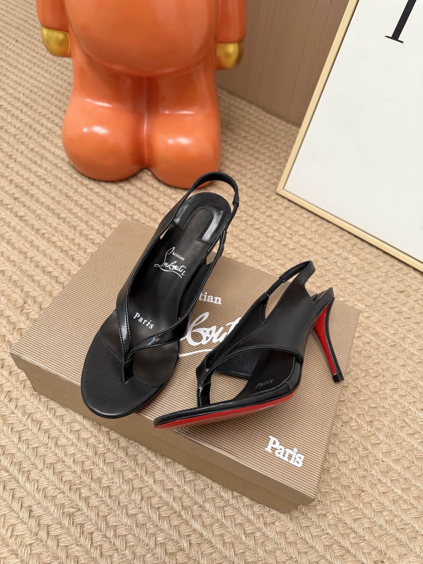 Christian Louboutin Black Thong Sandals