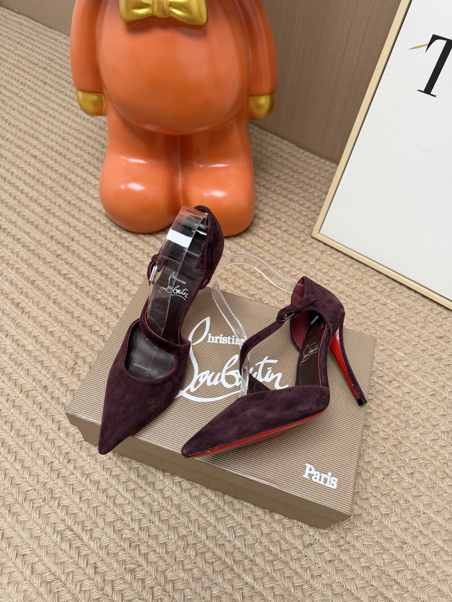 Christian Louboutin Burgundy T-Strap Pumps