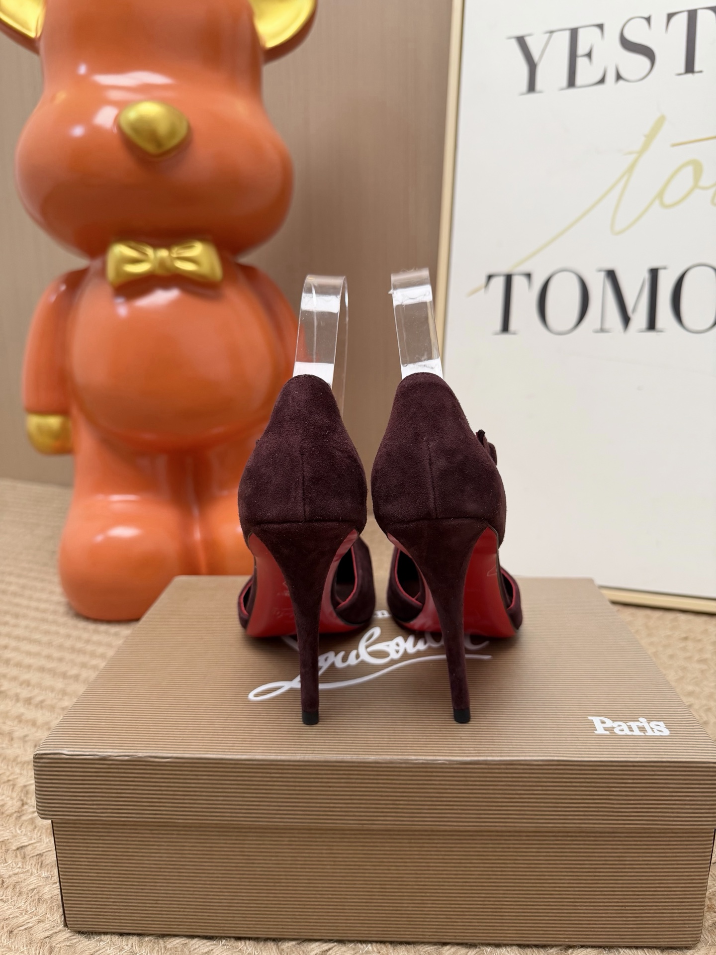 Christian Louboutin Burgundy T-Strap Pumps