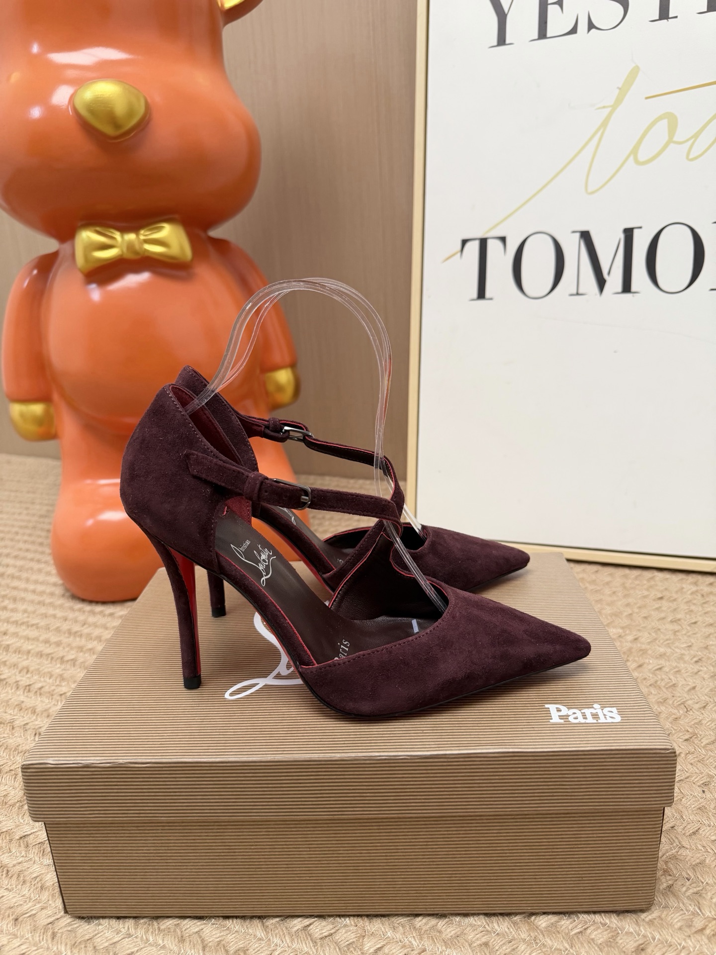 Christian Louboutin Burgundy T-Strap Pumps