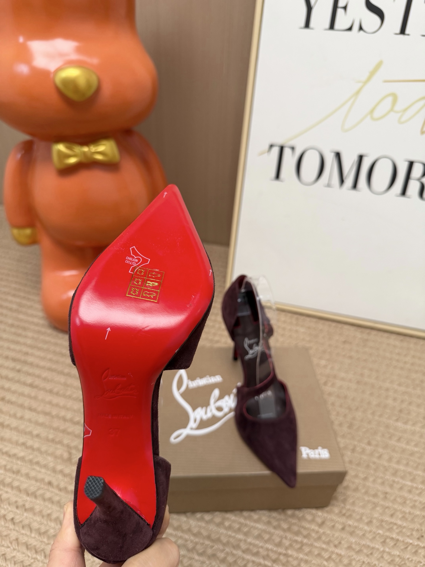 Christian Louboutin Burgundy T-Strap Pumps