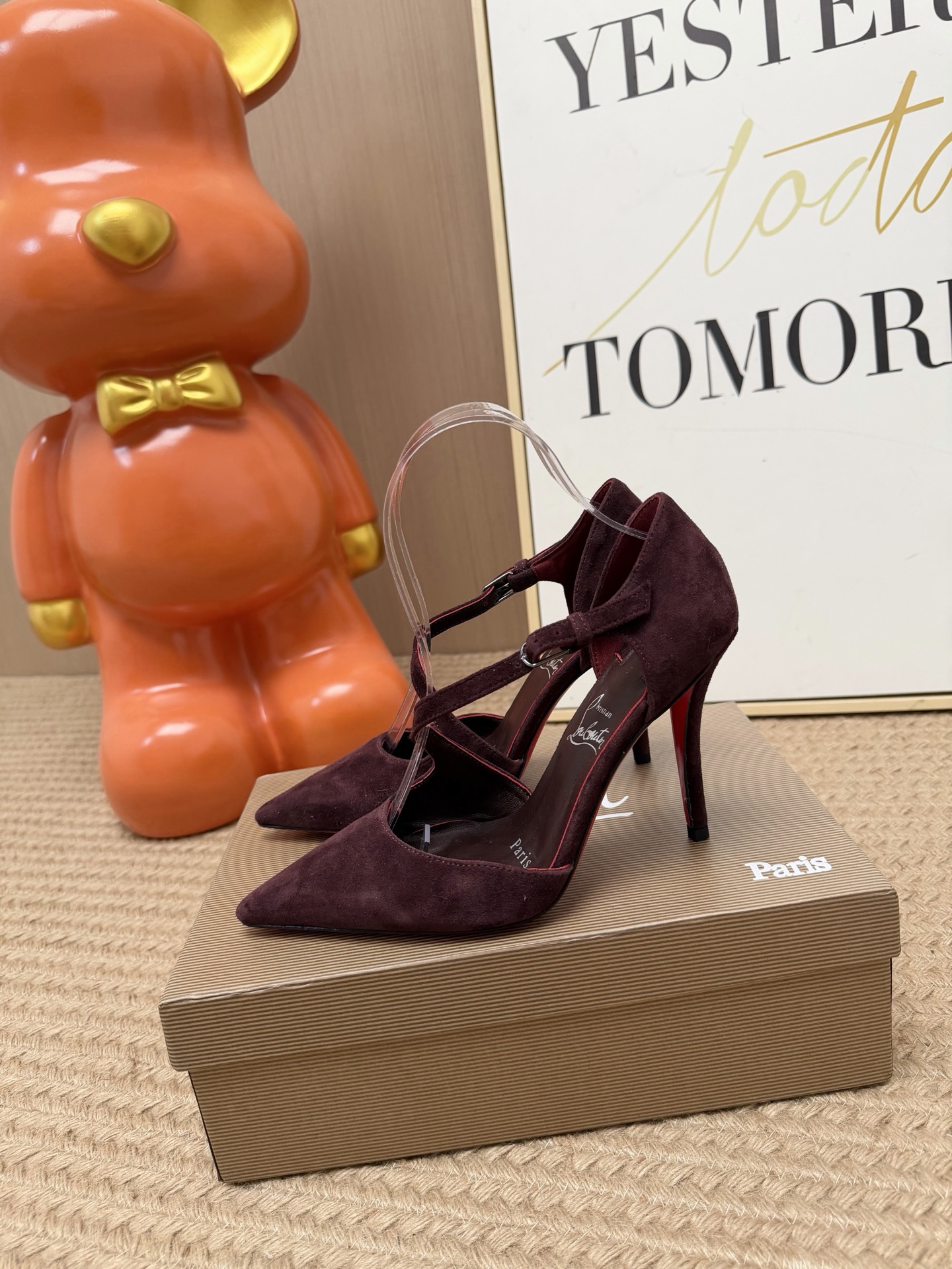 Christian Louboutin Burgundy T-Strap Pumps