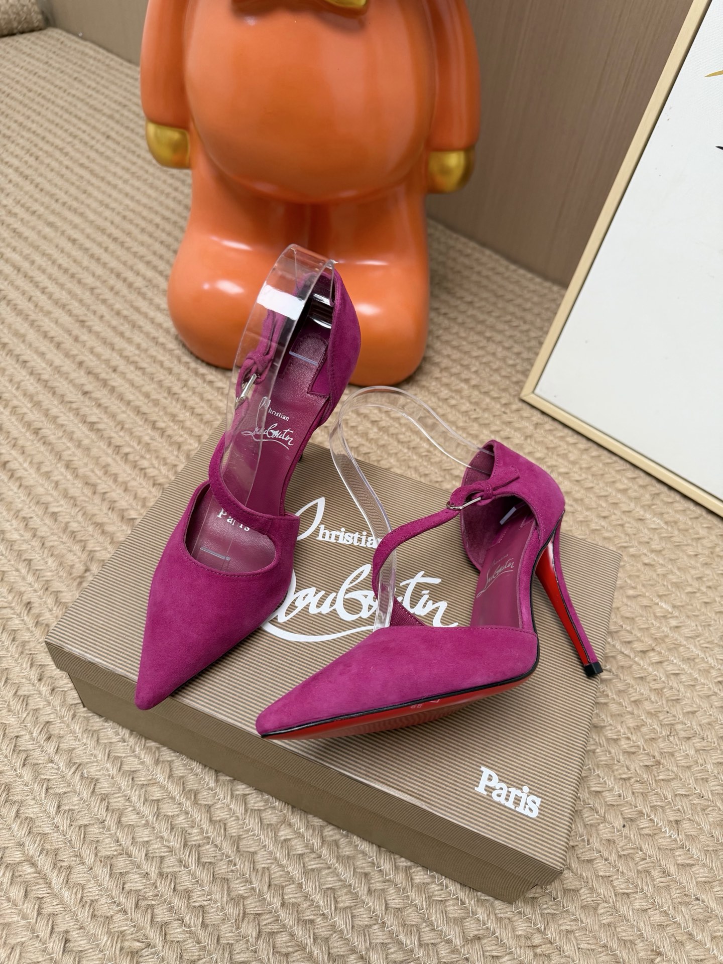 Christian Louboutin Magenta T-Strap Pumps