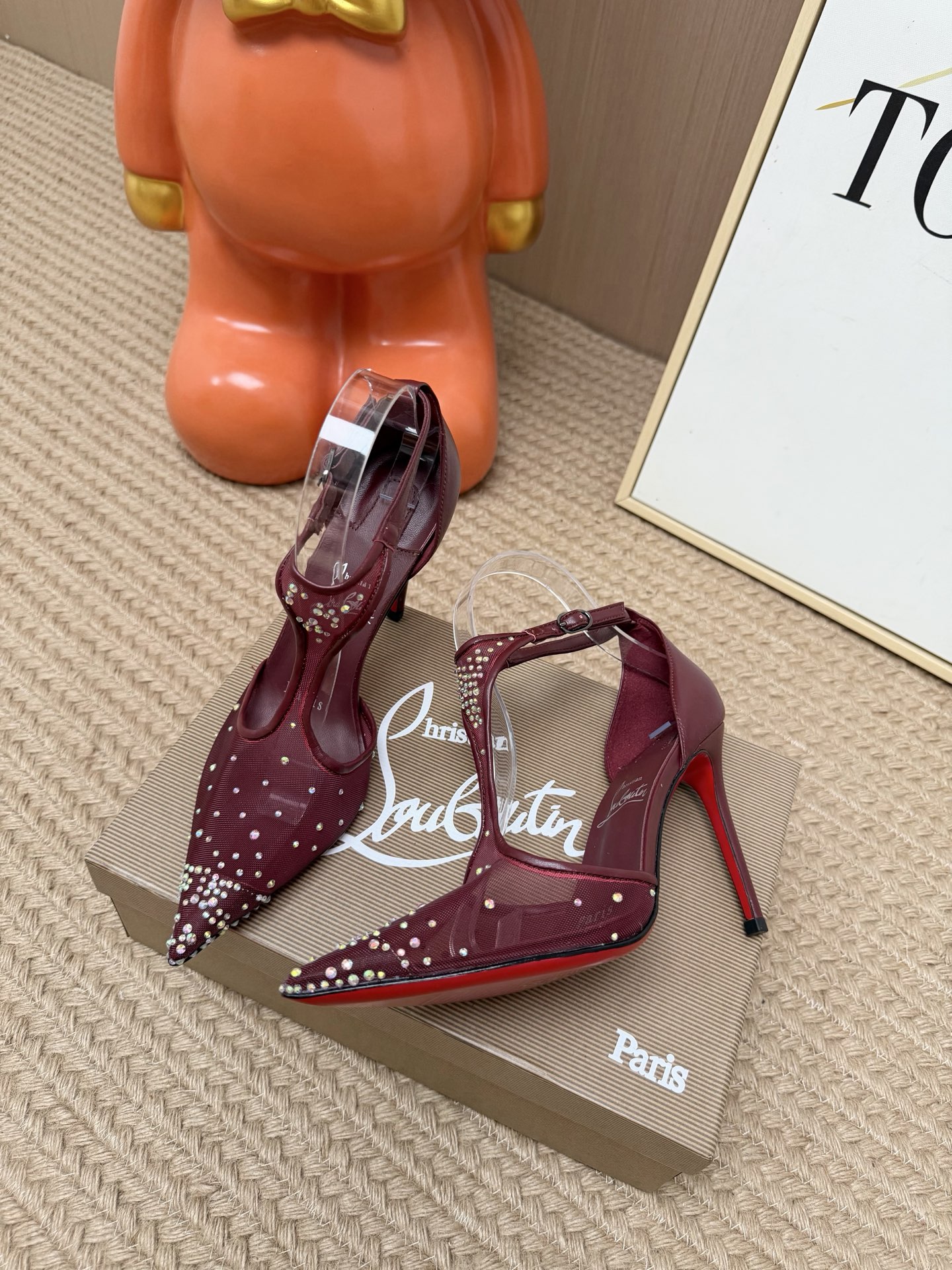 Christian Louboutin Burgundy Embellished Pumps