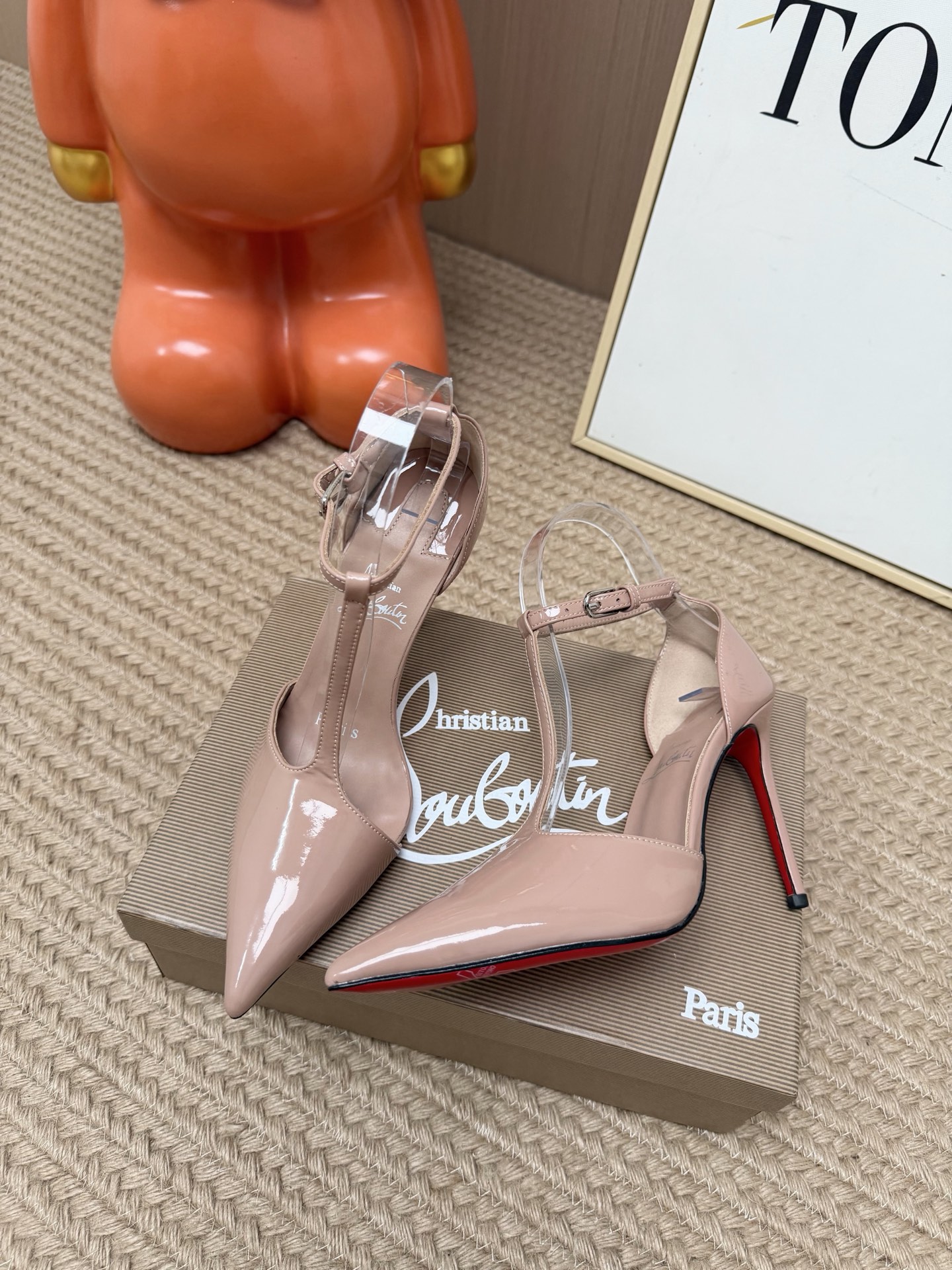 Christian Louboutin Beige T-Strap Pumps