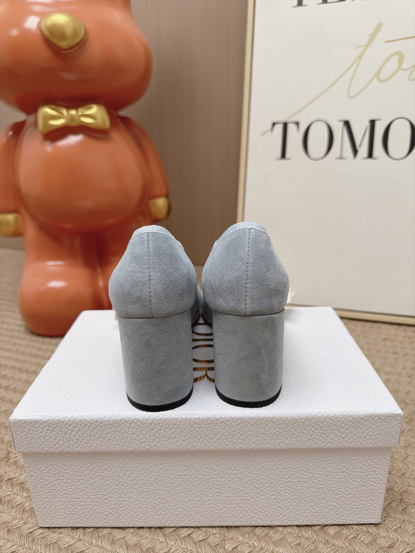 Dior Blue Suede Bow Block Heel Pumps