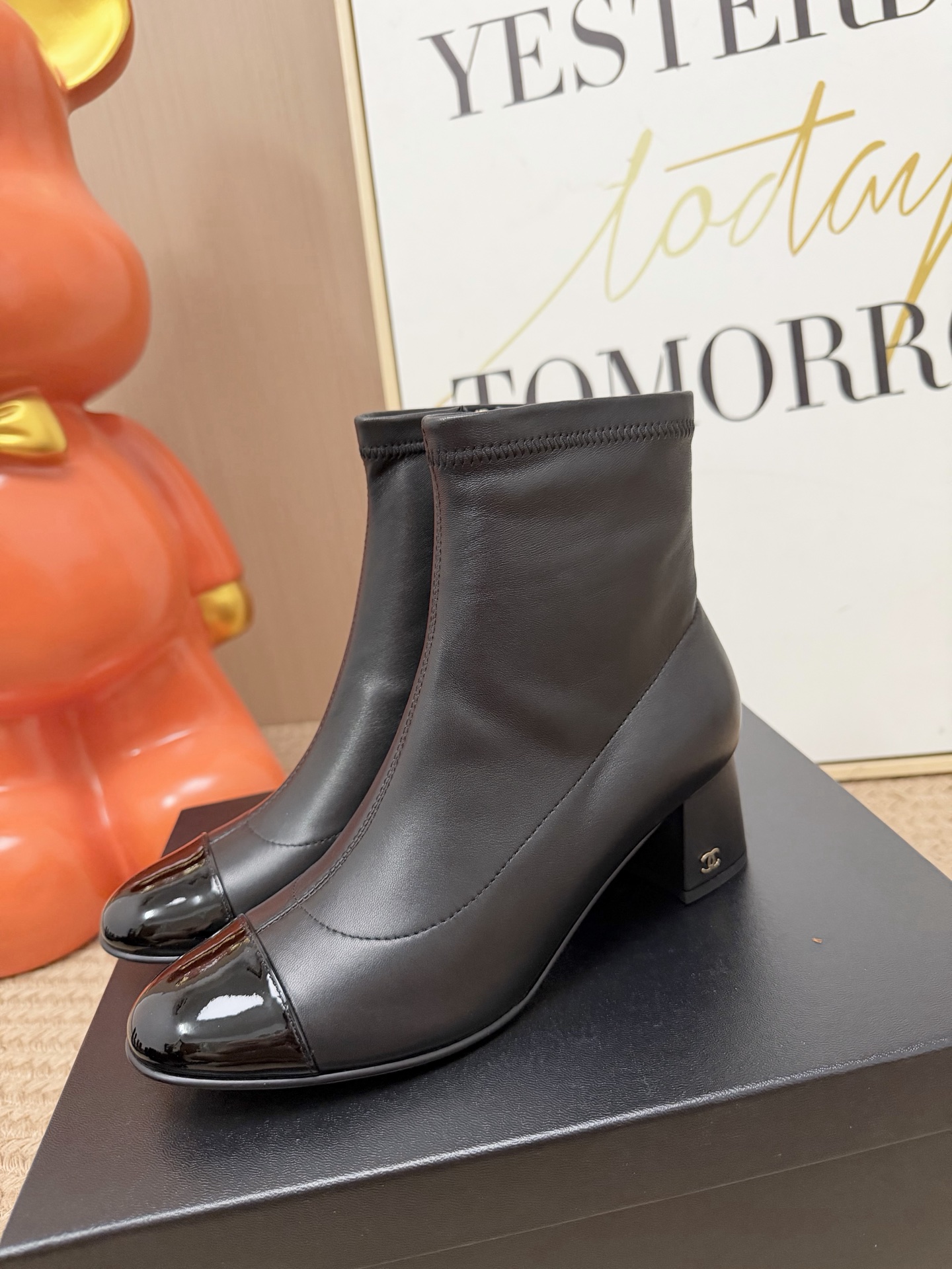Chanel Brown Cap-Toe Ankle Boots