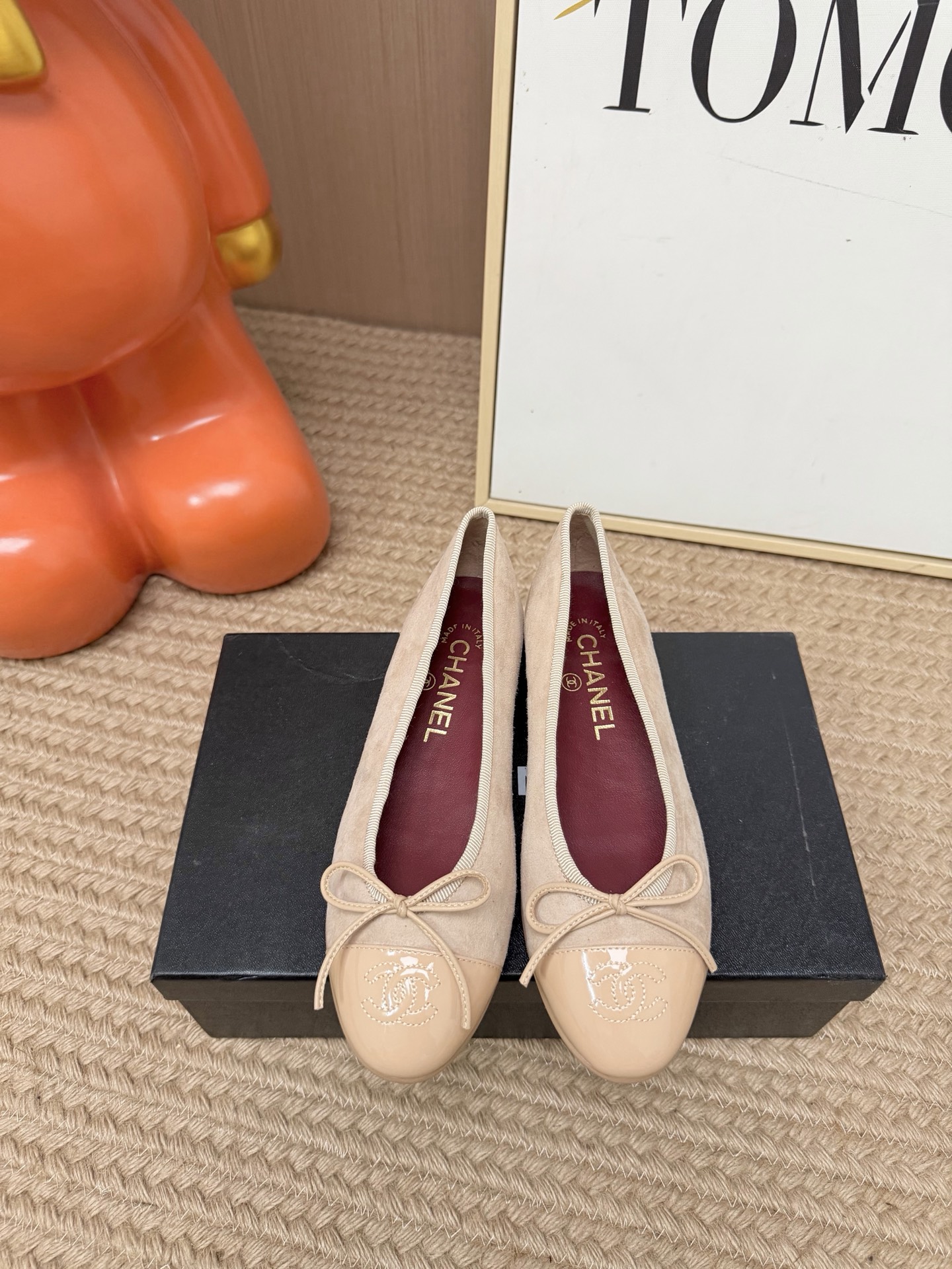 Chanel Beige Bow Ballet Flats