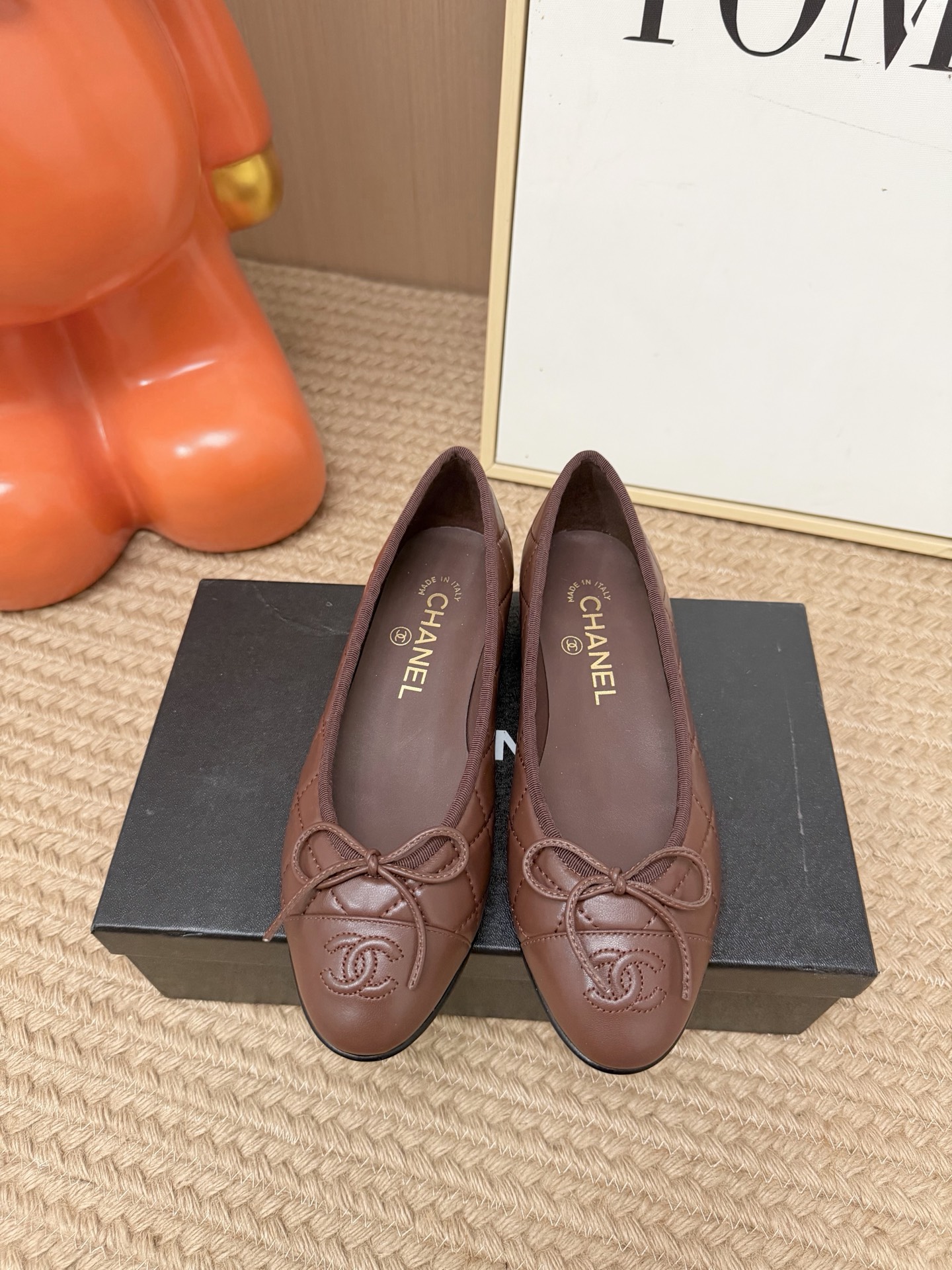 Chanel Brown Bow Ballet Flats