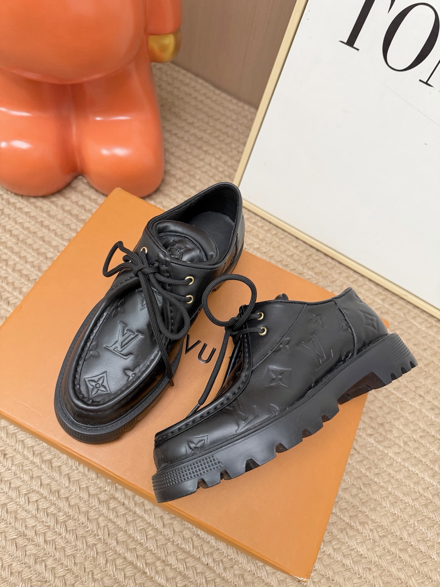 Louis Vuitton Black Logo Derby Shoes