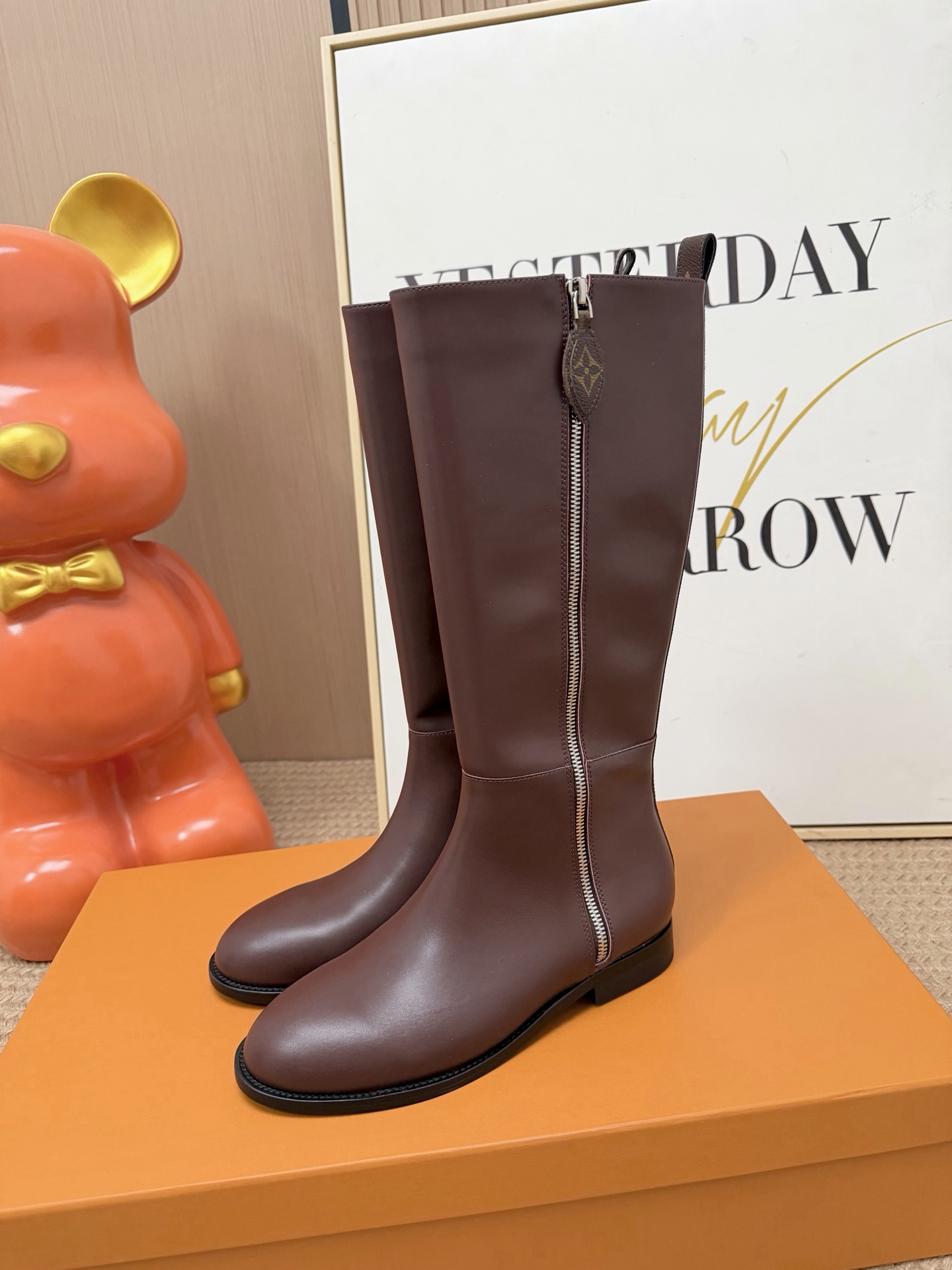 Louis Vuitton Brown Side Zip Tall Boots