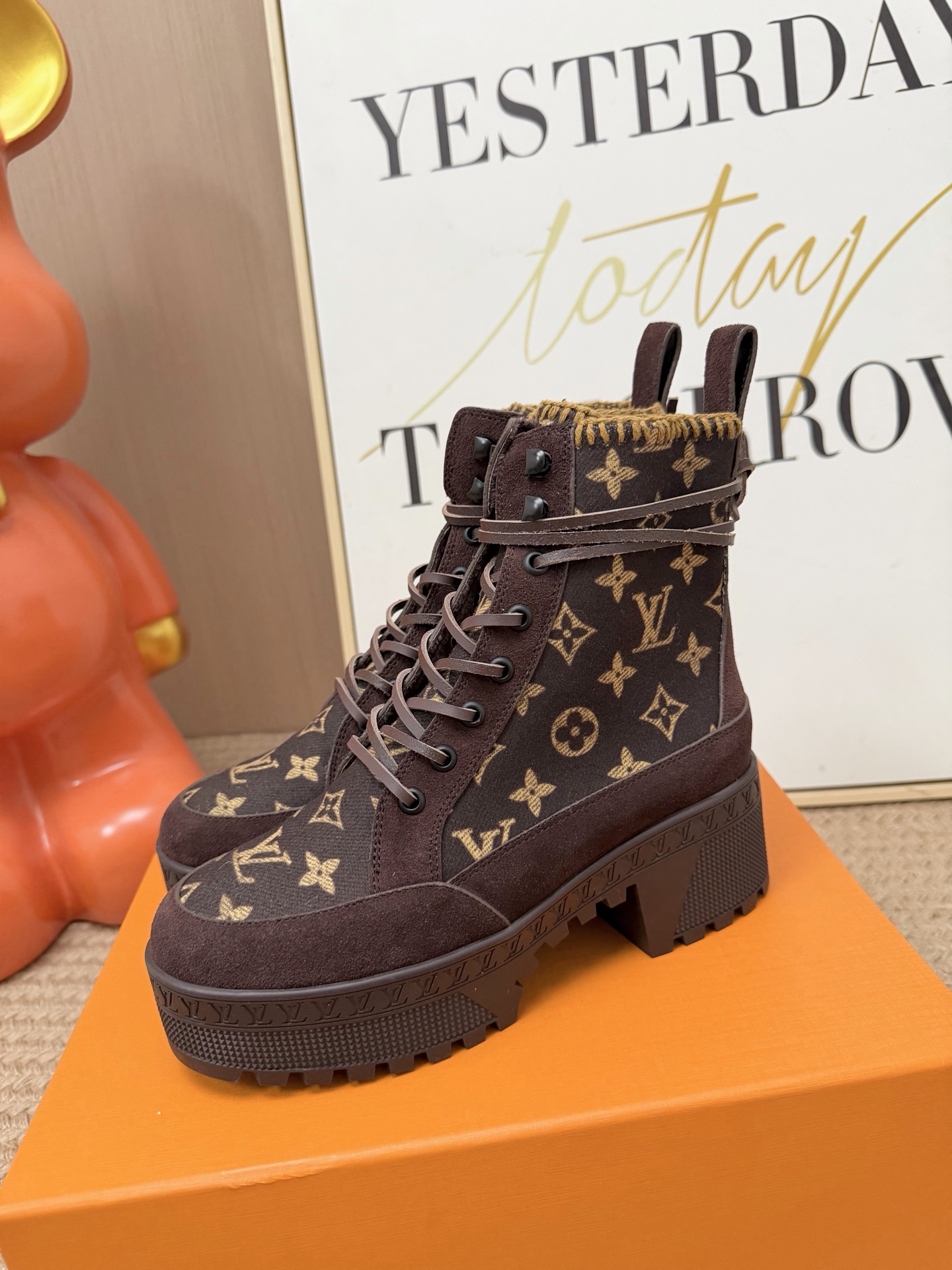 Louis Vuitton Brown Monogram Platform Boots