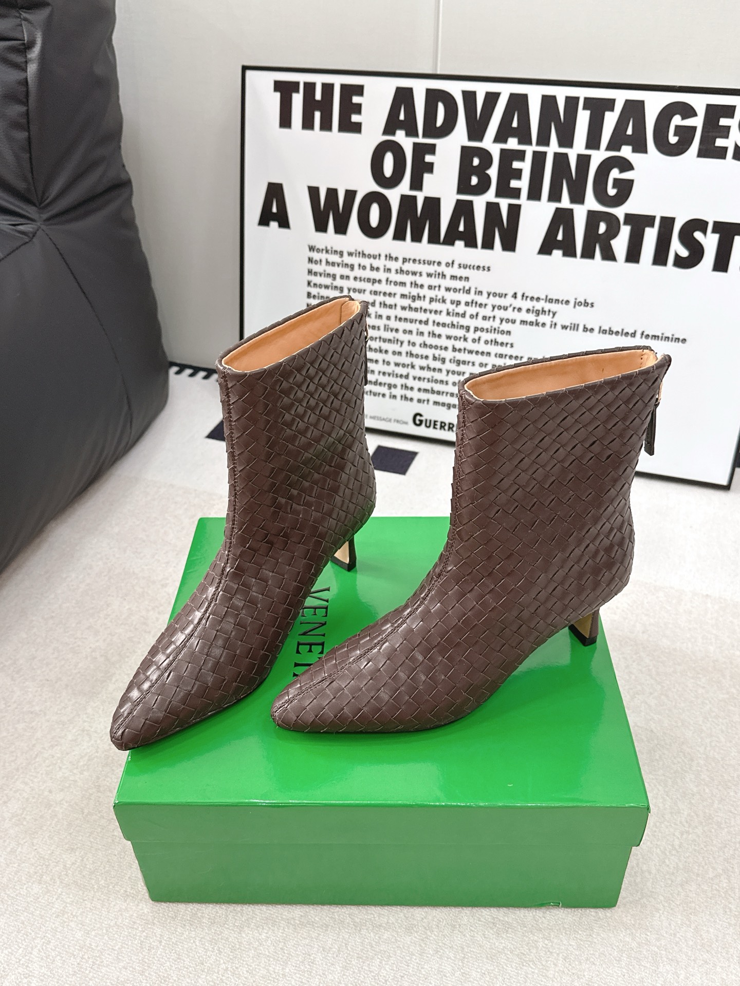 Bottega Veneta Brown Woven Ankle Boots