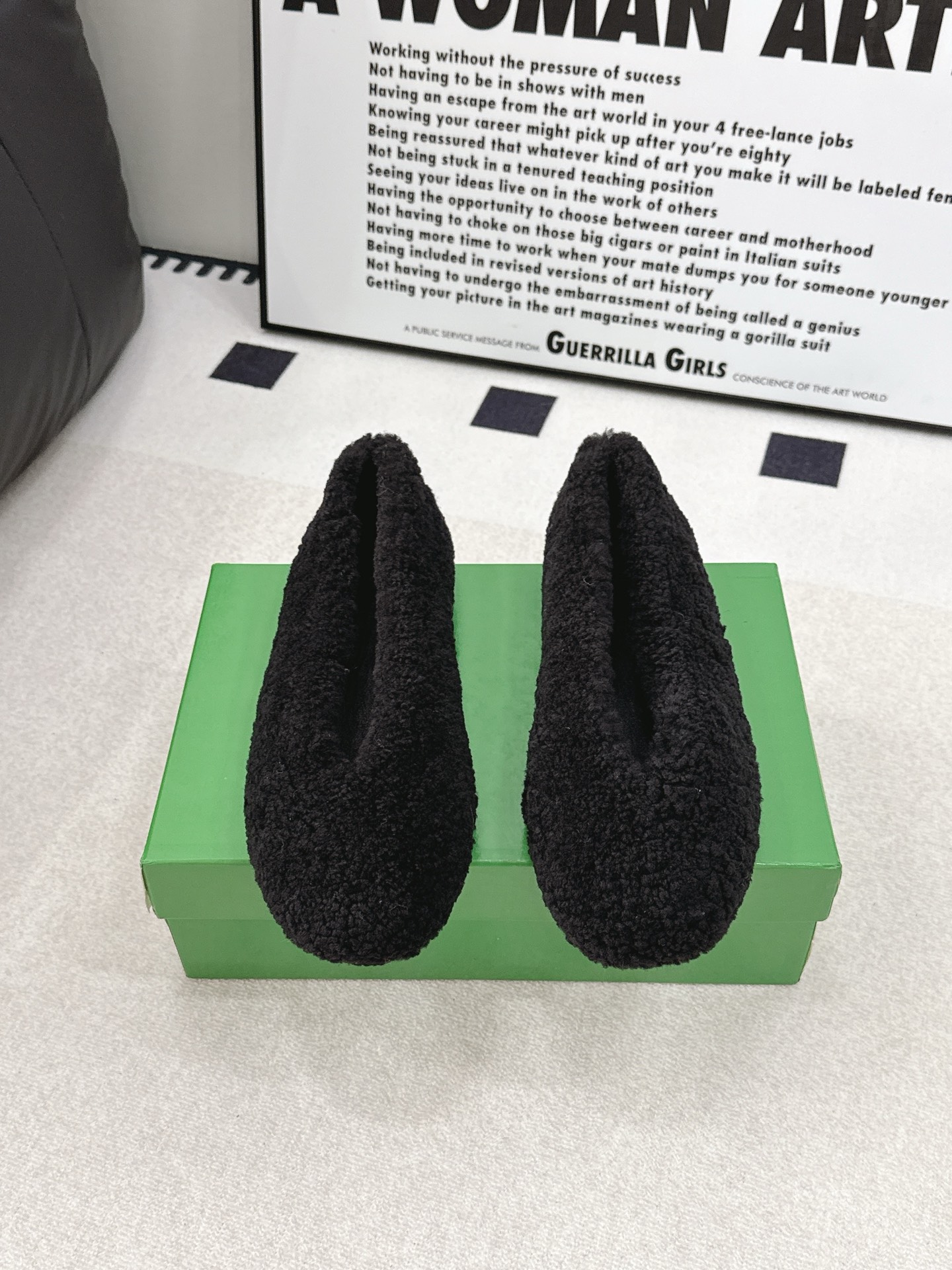 Bottega Veneta Black Fuzzy Flats