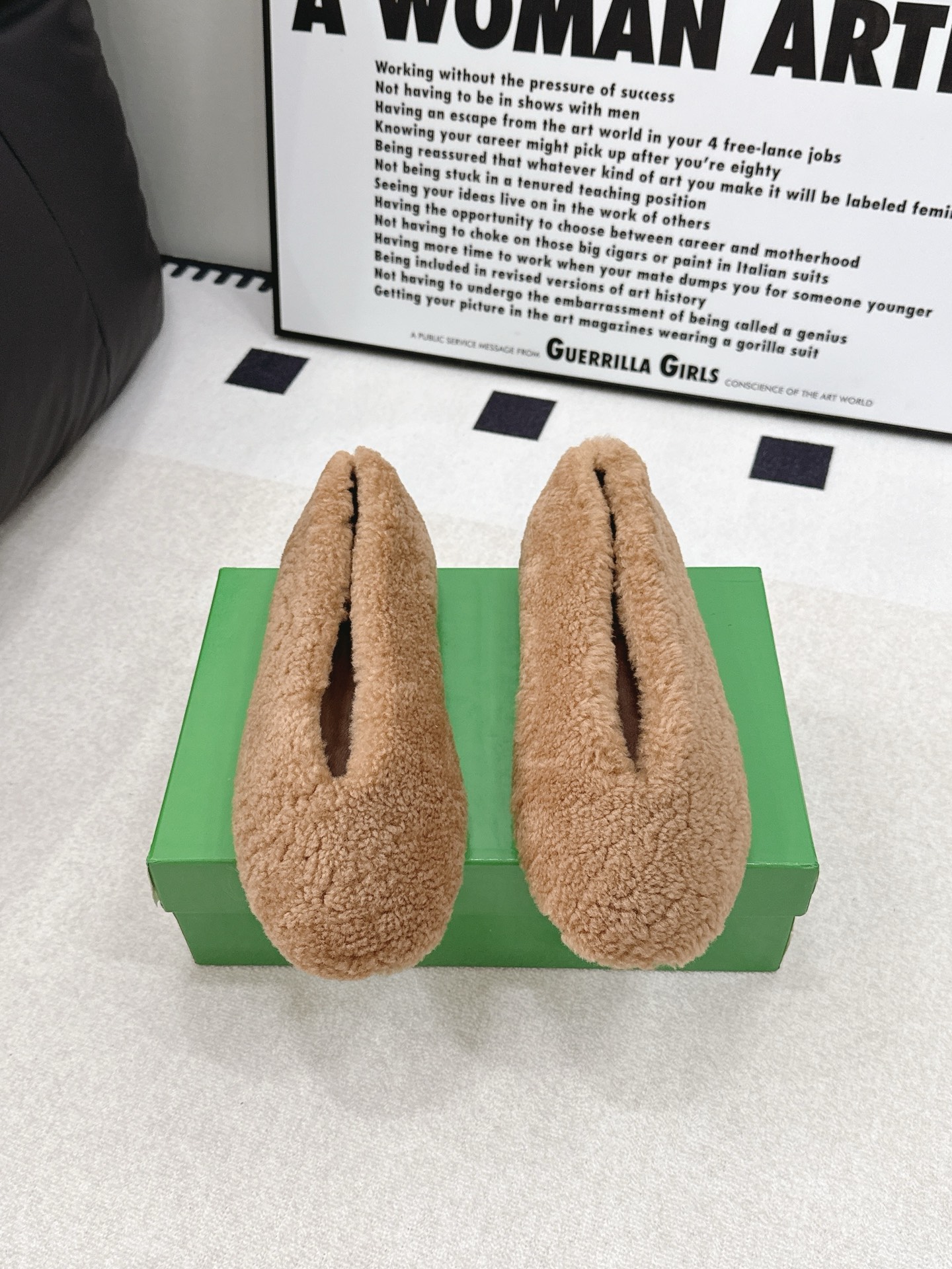 Bottega Veneta Tan Fuzzy Flats