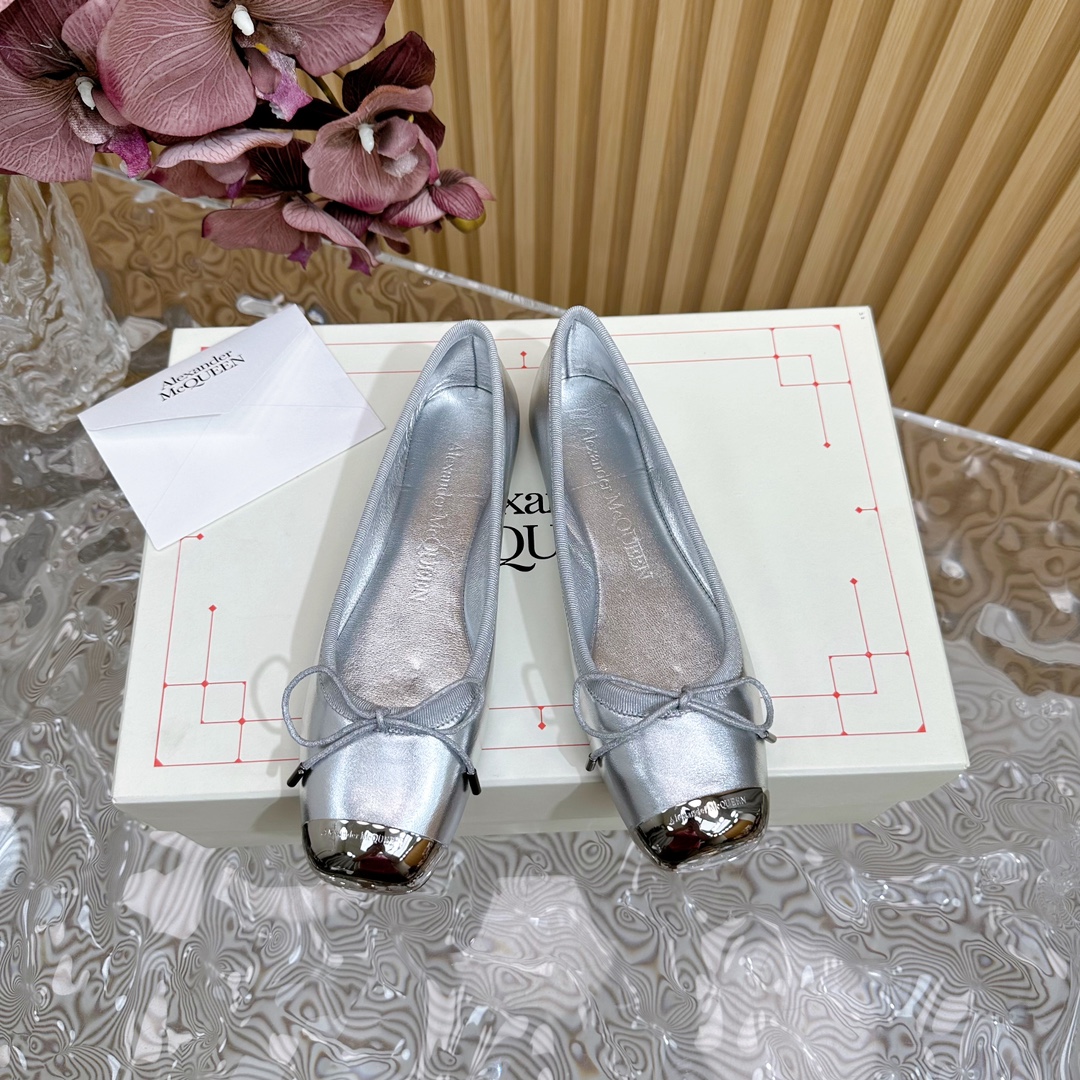 Alexander McQueen Ironhead Butterfly Ballet Shoes: Timeless Luxury with Imported Lambskin