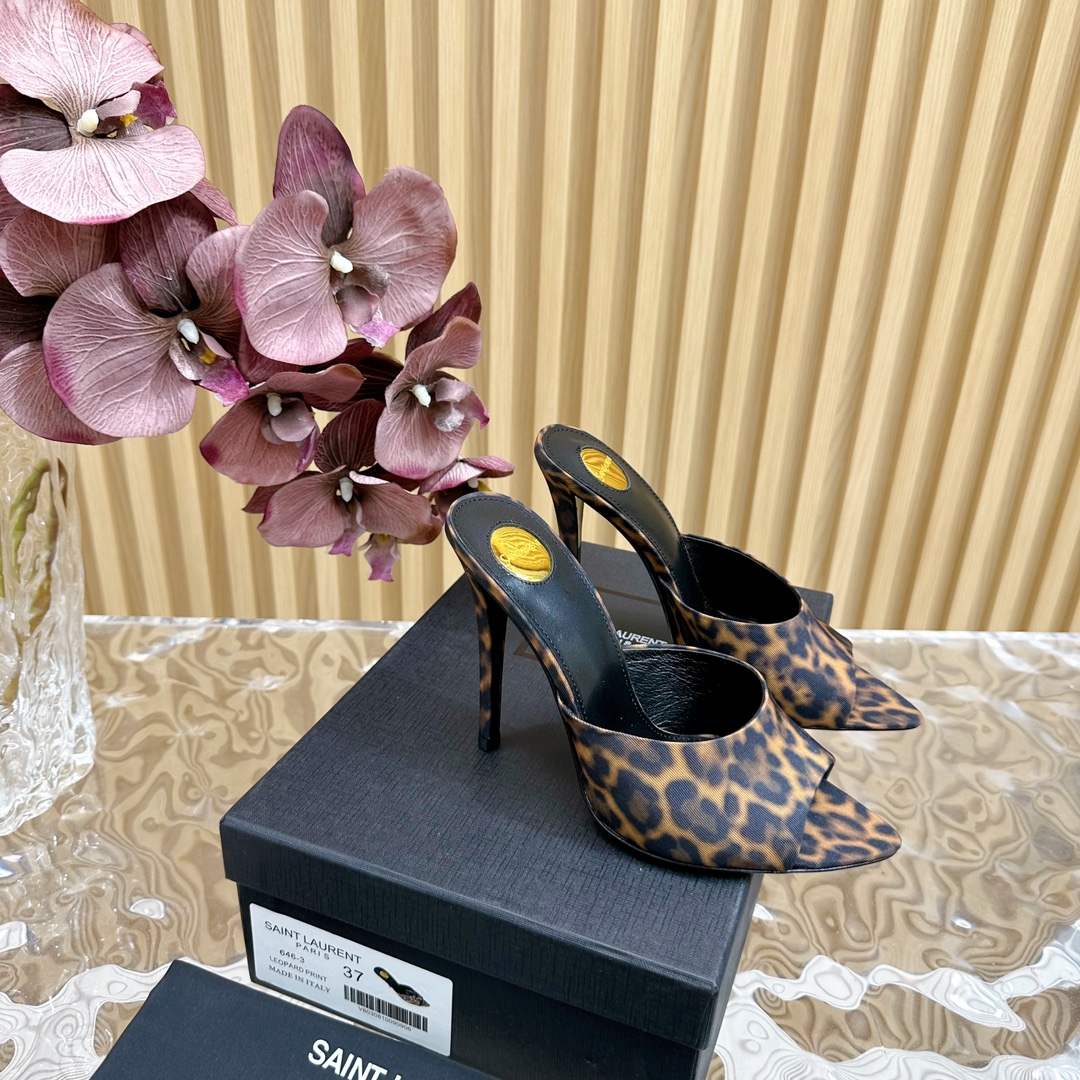 Yves Saint Laurent Shoes High Heel Pumps Outlet 1:1 Replica
 Leopard Print Genuine Leather Sheepskin Silk