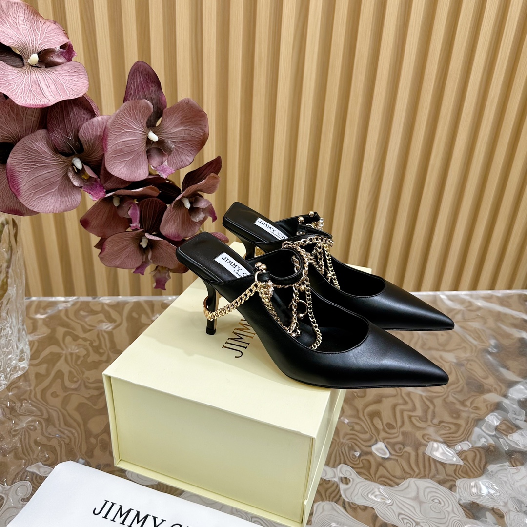 Jimmy Choo Pumps Mit Hohem Absatz Sandalen Einlagige Schuhe Frauen Rindsleder Schaffell