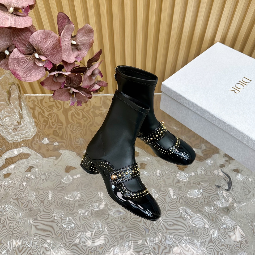 Dior Belle-D Punk Studded Ankle Boots - Black Leather, Size 35-39 8 i1726072164 520 2