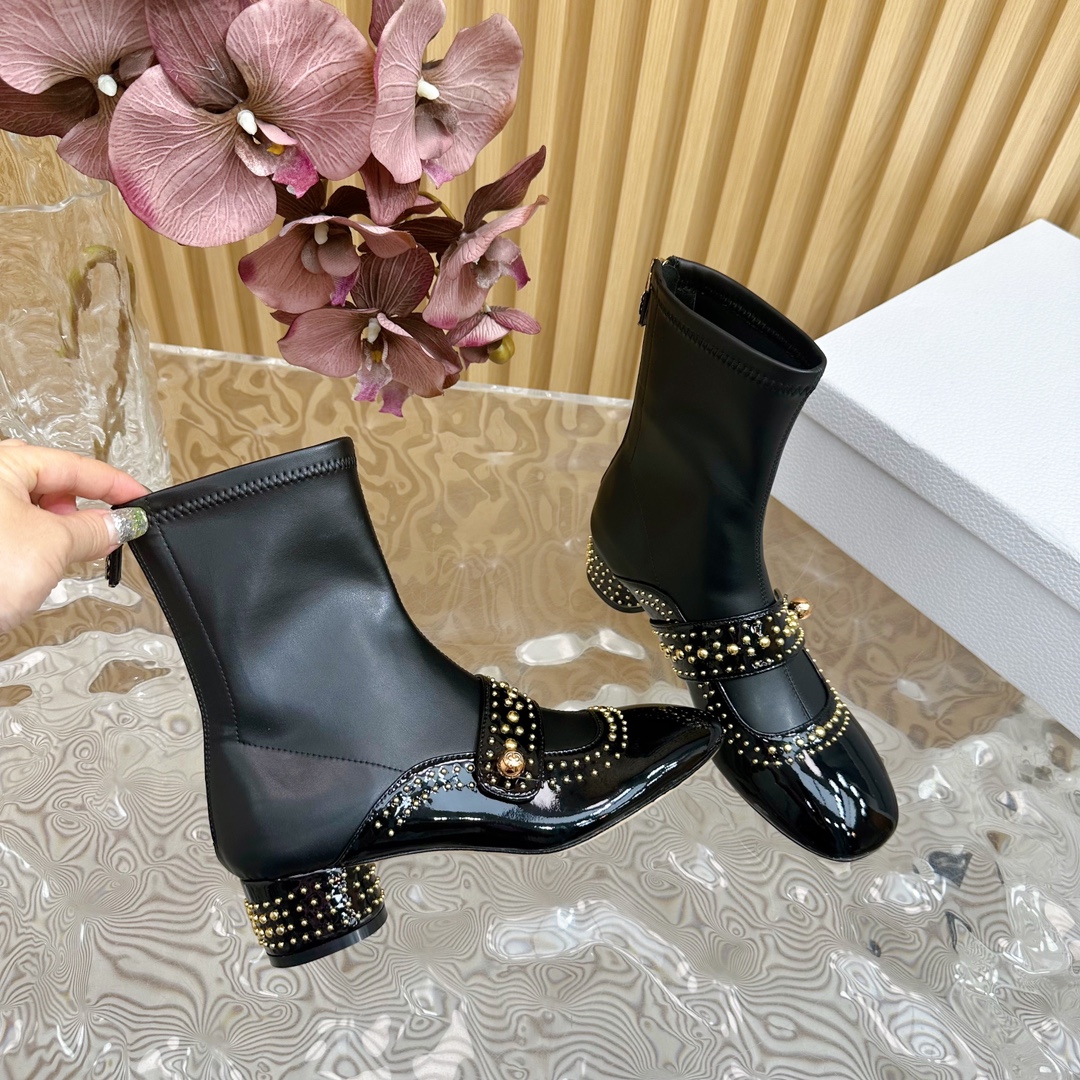 Dior Belle-D Punk Studded Ankle Boots - Black Leather, Size 35-39 7 i1726072164 5862 4