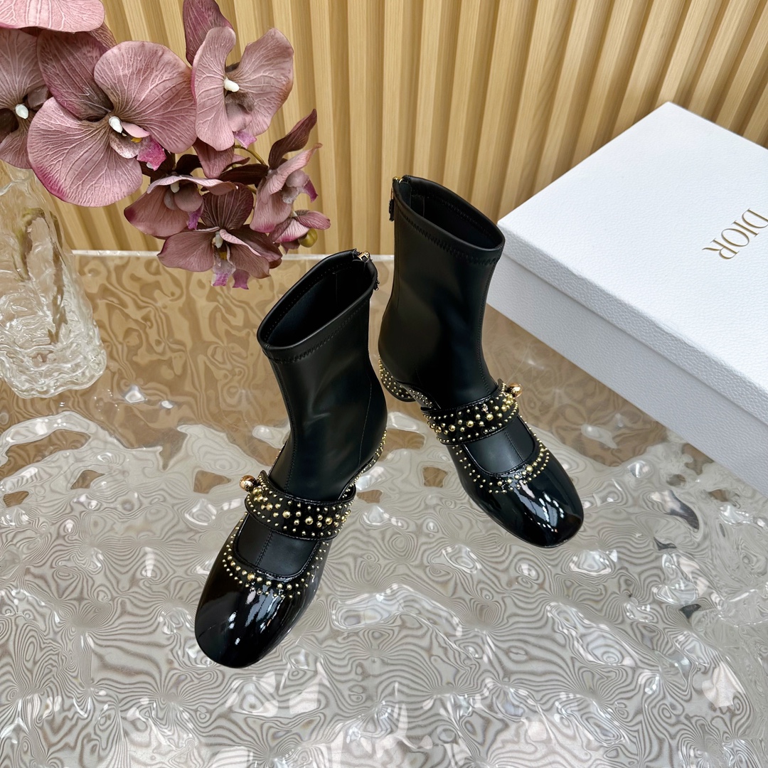 Dior Belle-D Punk Studded Ankle Boots - Black Leather, Size 35-39 6 i1726072164 8992 6
