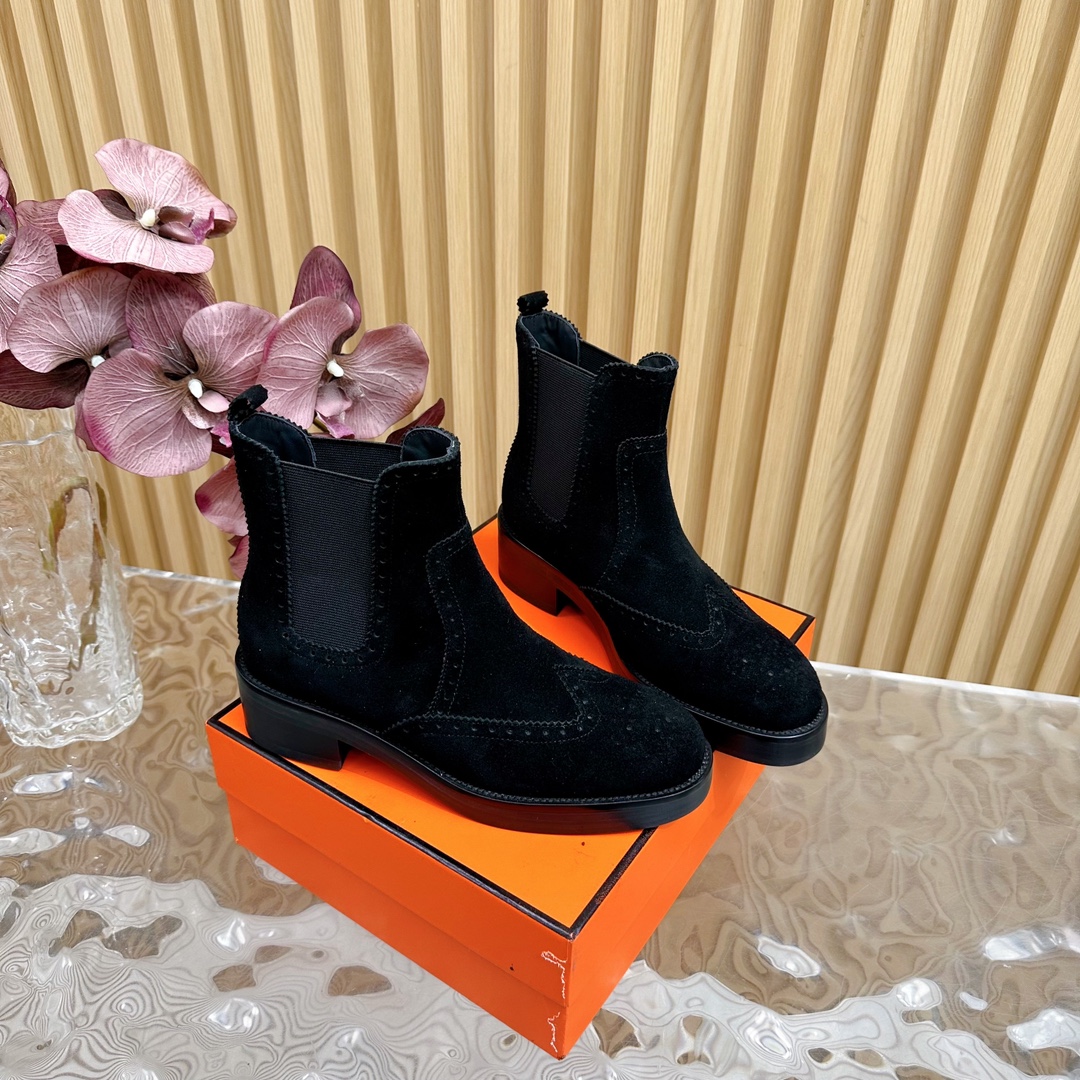 1:1 Clone
 Hermes Short Boots Calfskin Cowhide Deerskin Genuine Leather Rubber Fall/Winter Collection