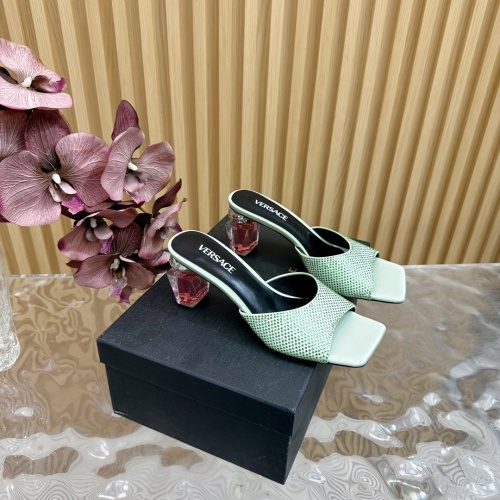 Versace Gianni Ribbon Crystal Heel Sandals/Slippers - Spring/Summer 2024