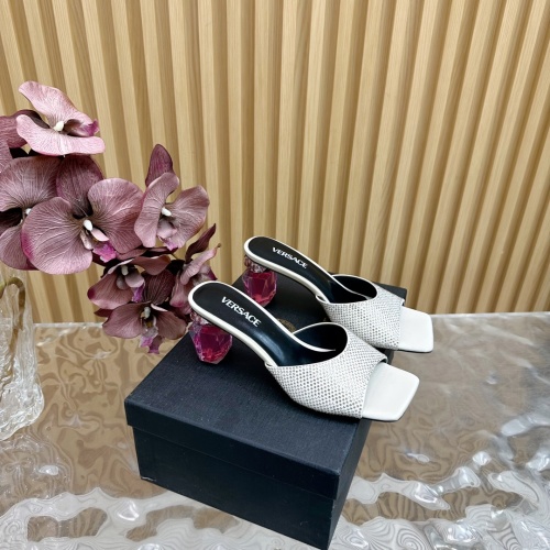 Versace Crystal-Embellished Leather Heeled Sandals 7cm - Women's Luxury Shoes 1 Versace Crystal-Embellished Leather Heeled Sandals 7cm - Women's Luxury Shoes