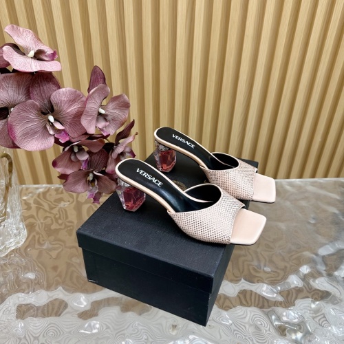 Versace Sandal with Crystal Heel, Women Heeled Sandal, Designer Runway Shoes