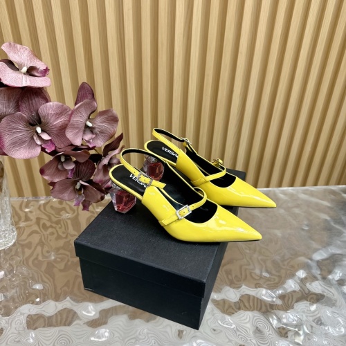 Versace Gianni Ribbon Yellow Patent Leather Slingback Heel Sandals 1 Versace Gianni Ribbon Yellow Patent Leather Slingback Heel Sandals