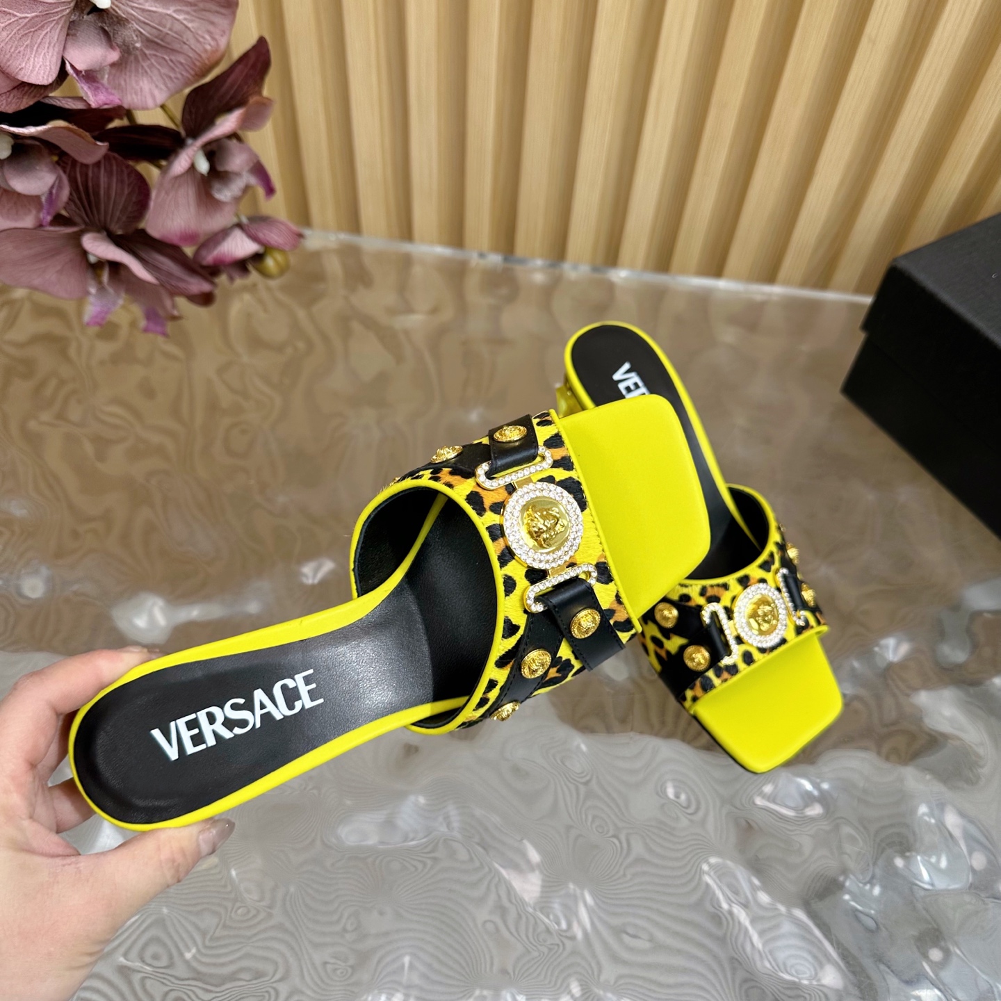 Versace Gianni Ribbon Crystal Heeled Sandals/Slides - Runway Ready 10 i1742202178938 4556 0 8