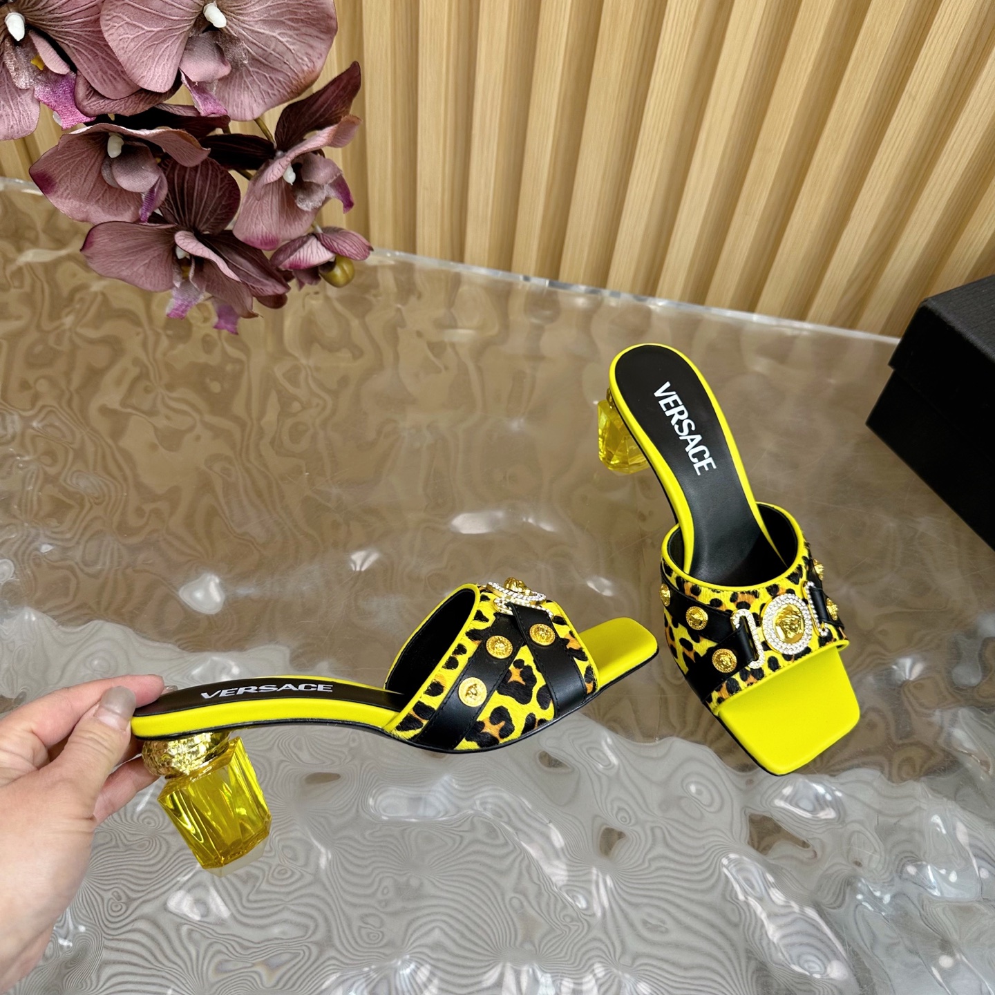 Versace Gianni Ribbon Crystal Heeled Sandals/Slides - Runway Ready 8 i1742202178960 3896 0 6