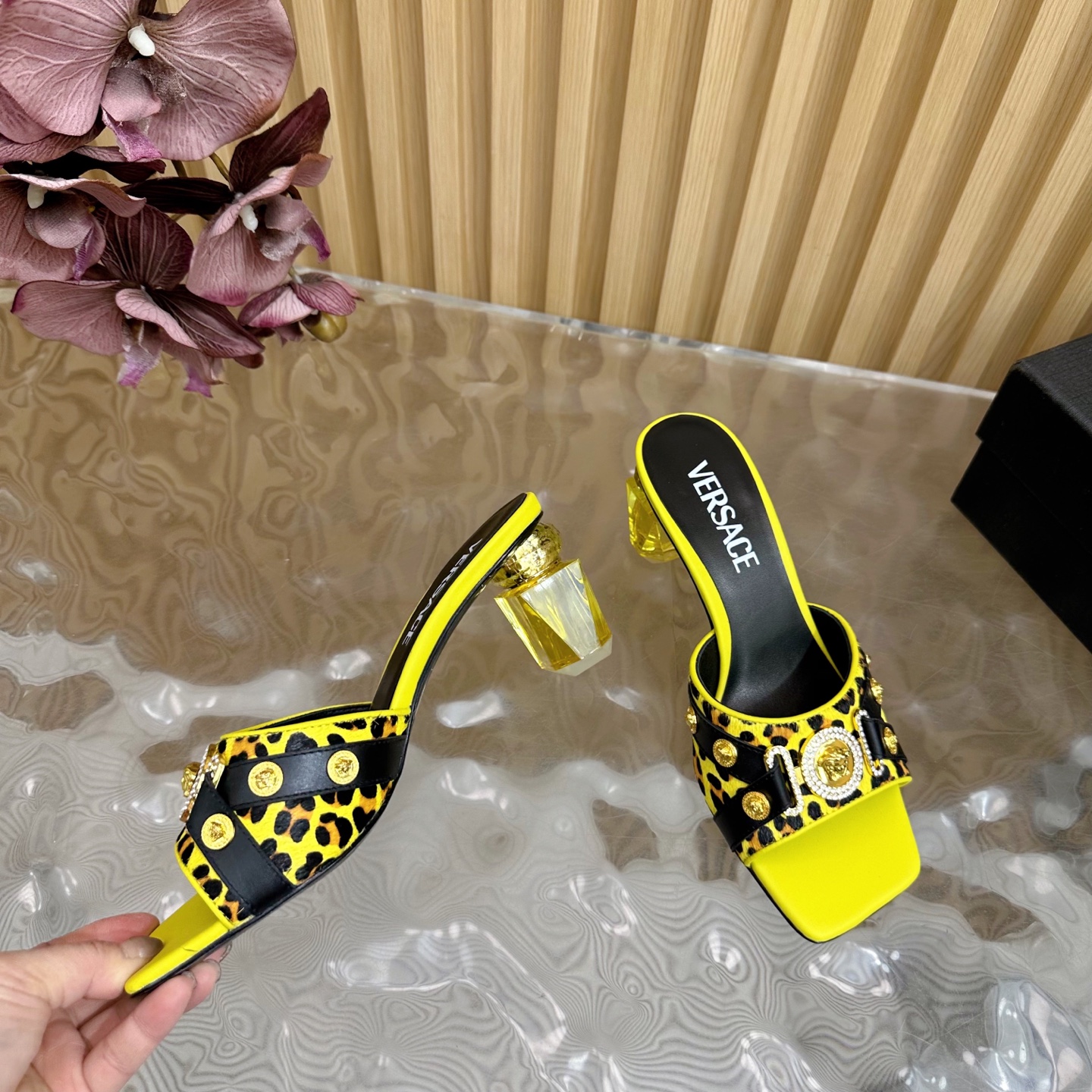 Versace Gianni Ribbon Crystal Heeled Sandals/Slides - Runway Ready 9 i1742202179755 9453 0 7