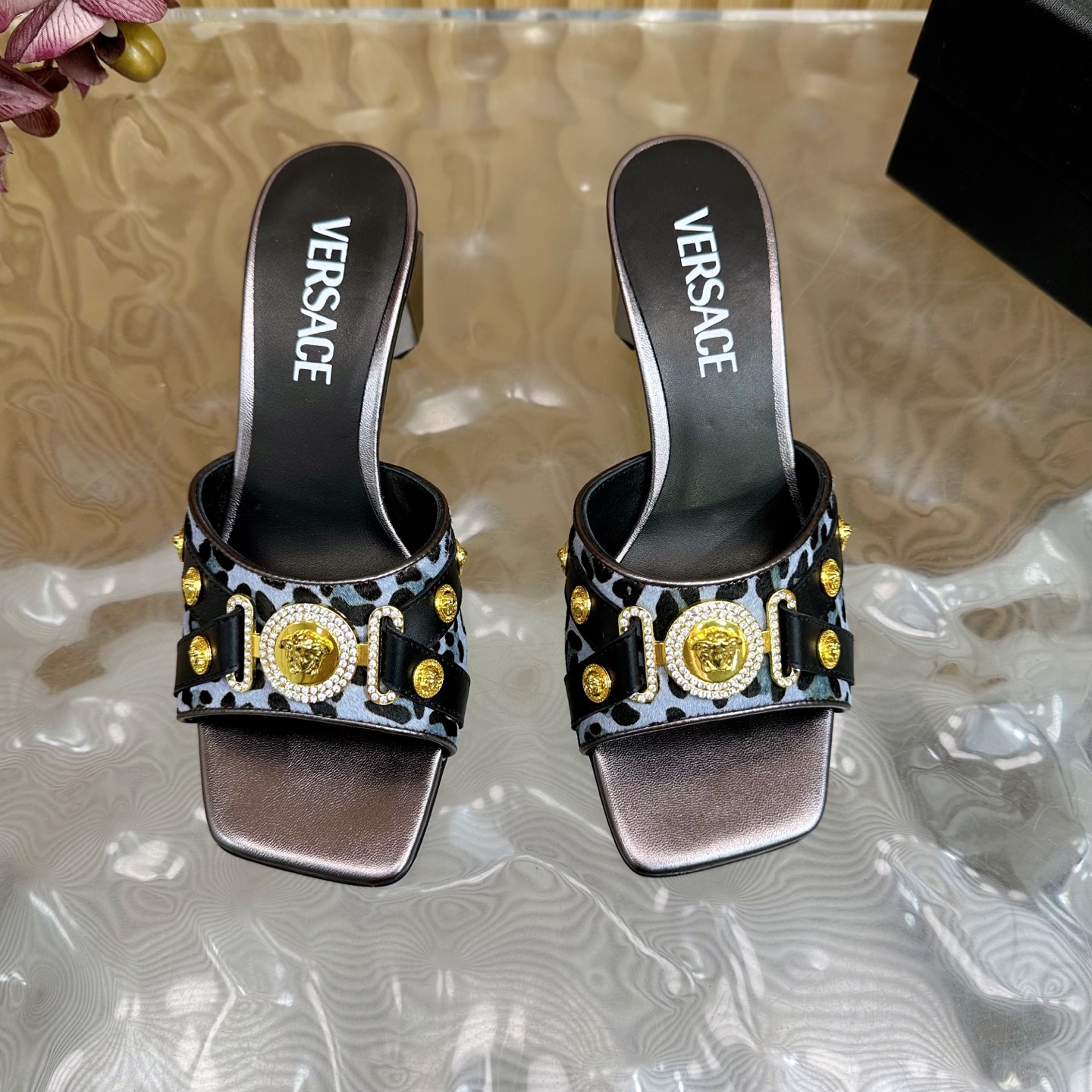 Versace Gianni Ribbon Crystal Heeled Sandals/Slides in Leopard Print 6 i1742202304497 6123 0 4
