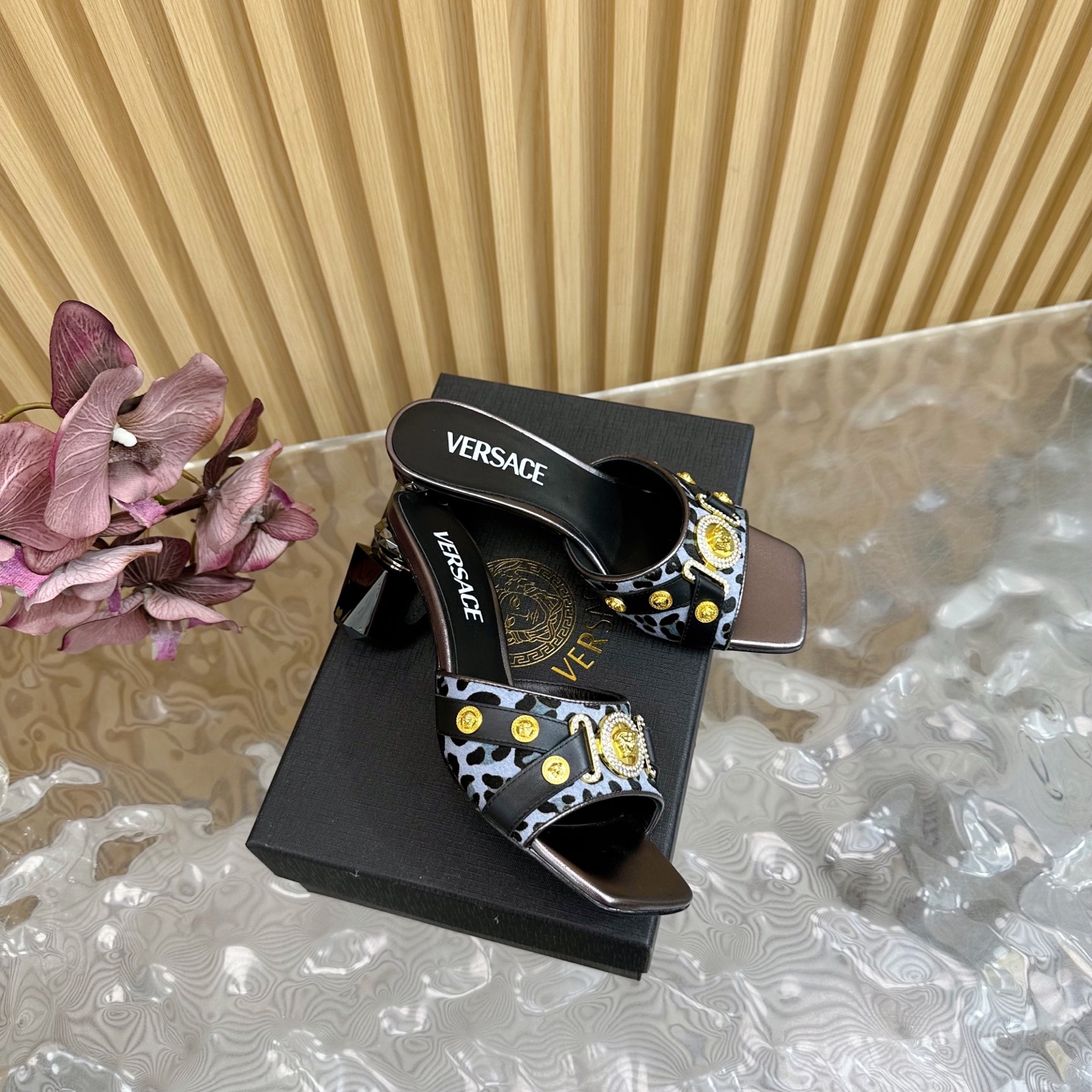 Versace Gianni Ribbon Crystal Heeled Sandals/Slides in Leopard Print 4 i1742202304497 7735 0 2