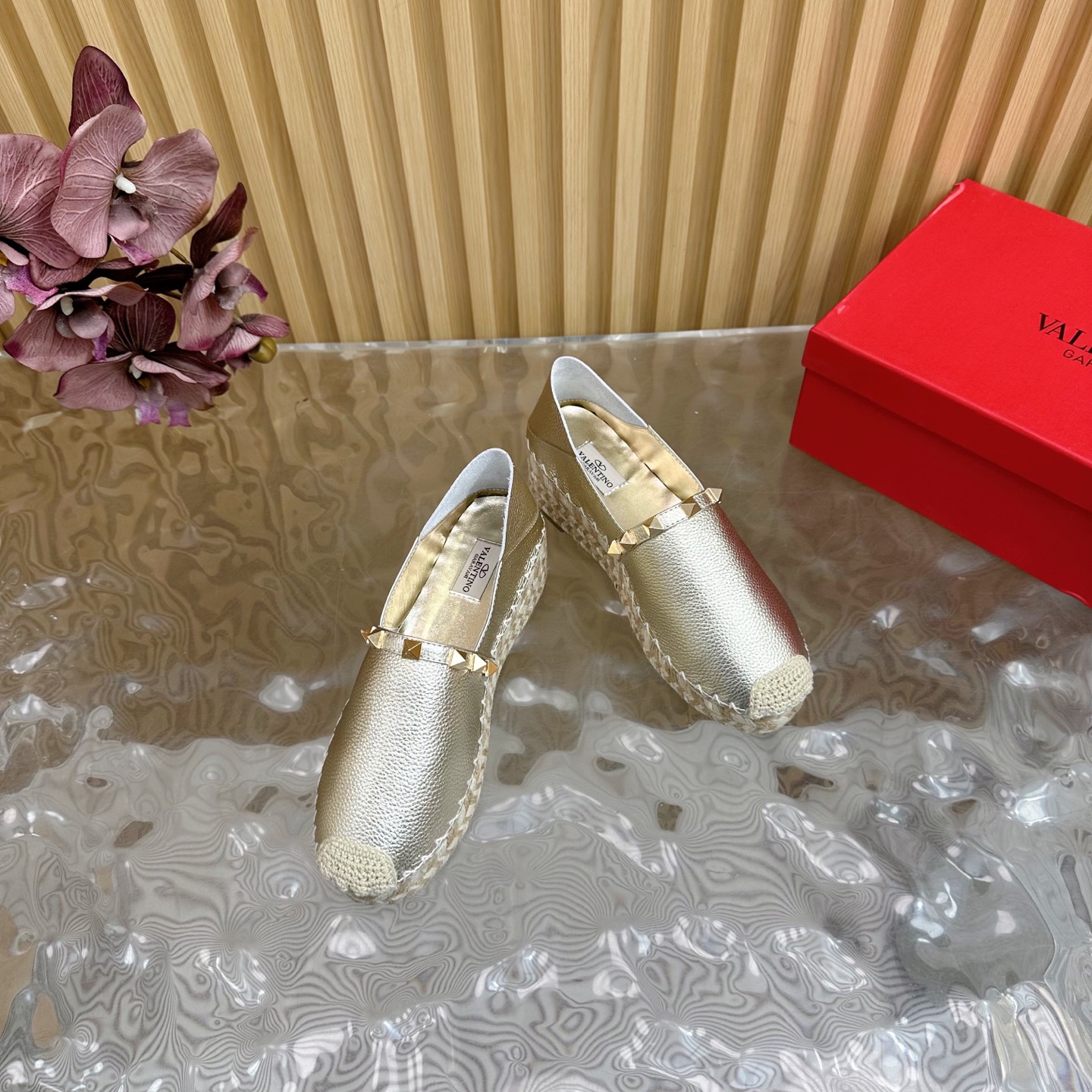 Valentino Garavani Metallic Leather Espadrille Flats With Studs 6 i1742415082148 8597 0 4
