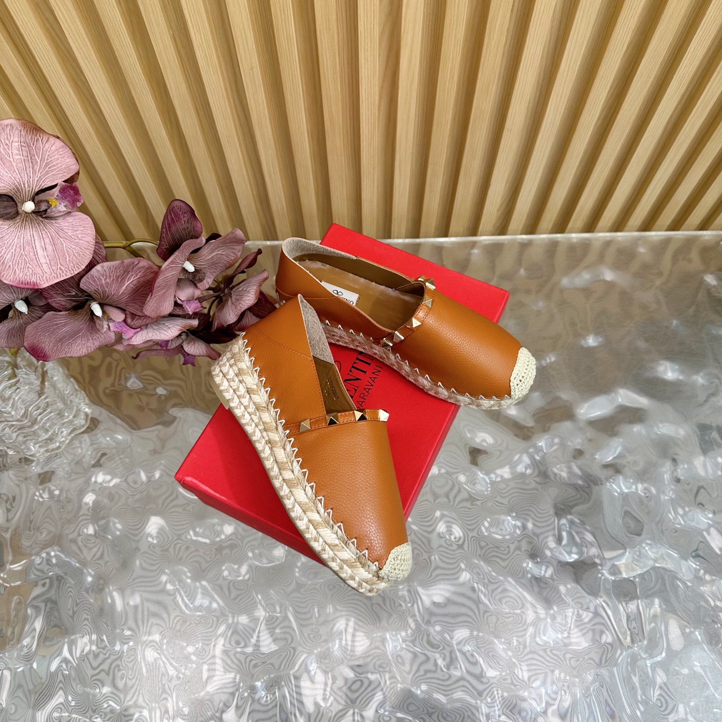 Valentino Garavani Espadrille Flats with Studs - Raffia Trimmed Leather Loafers 4 i1742415172871 7714 0 1