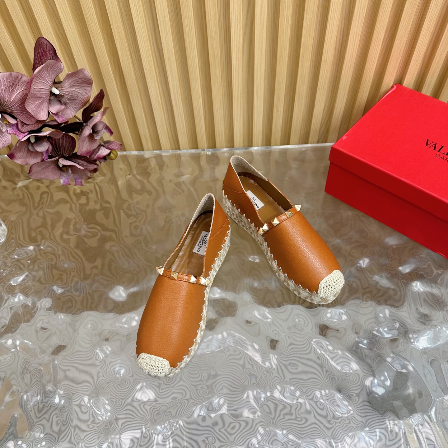 Valentino Garavani Espadrille Flats with Studs - Raffia Trimmed Leather Loafers 7 i1742415172912 6696 0 5