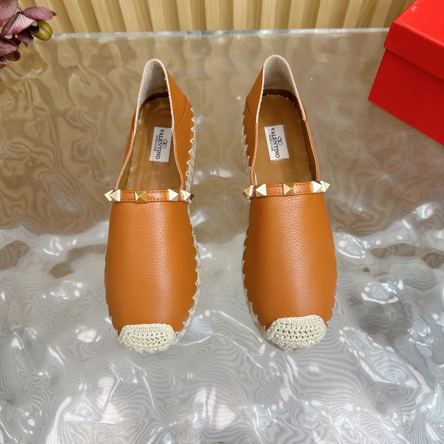 Valentino Garavani Espadrille Flats with Studs - Raffia Trimmed Leather Loafers 6 i1742415178124 9012 0 4