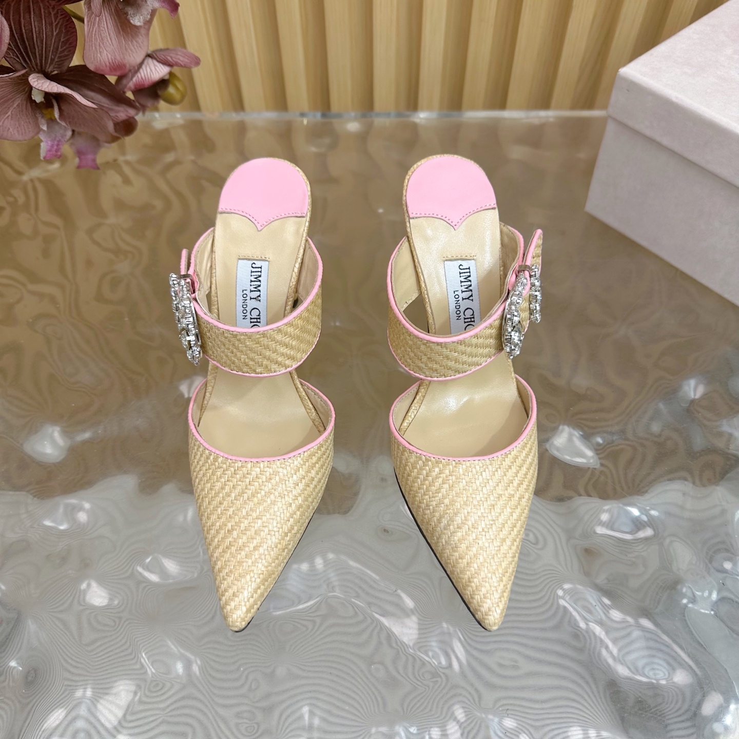 Jimmy Choo Woven Pointed Toe High Heel Sandals Crystal Embellished Mules 7 i1742417911723 7854 0 5