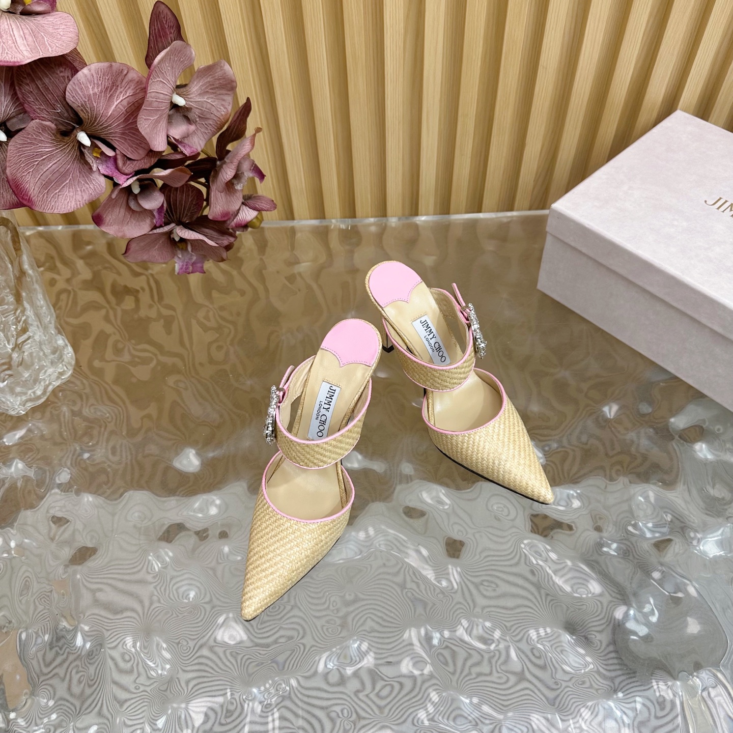Jimmy Choo Woven Pointed Toe High Heel Sandals Crystal Embellished Mules 9 i1742417913710 2196 0 10