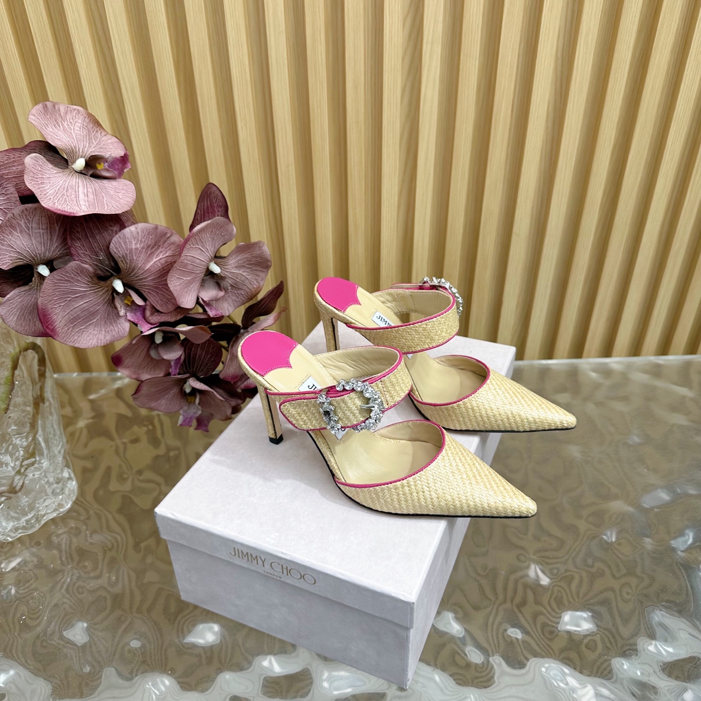 Jimmy Choo Woven Pointed Toe High Heel Sandals, Crystal Buckle Straps 4 i1742418299896 1268 0 1