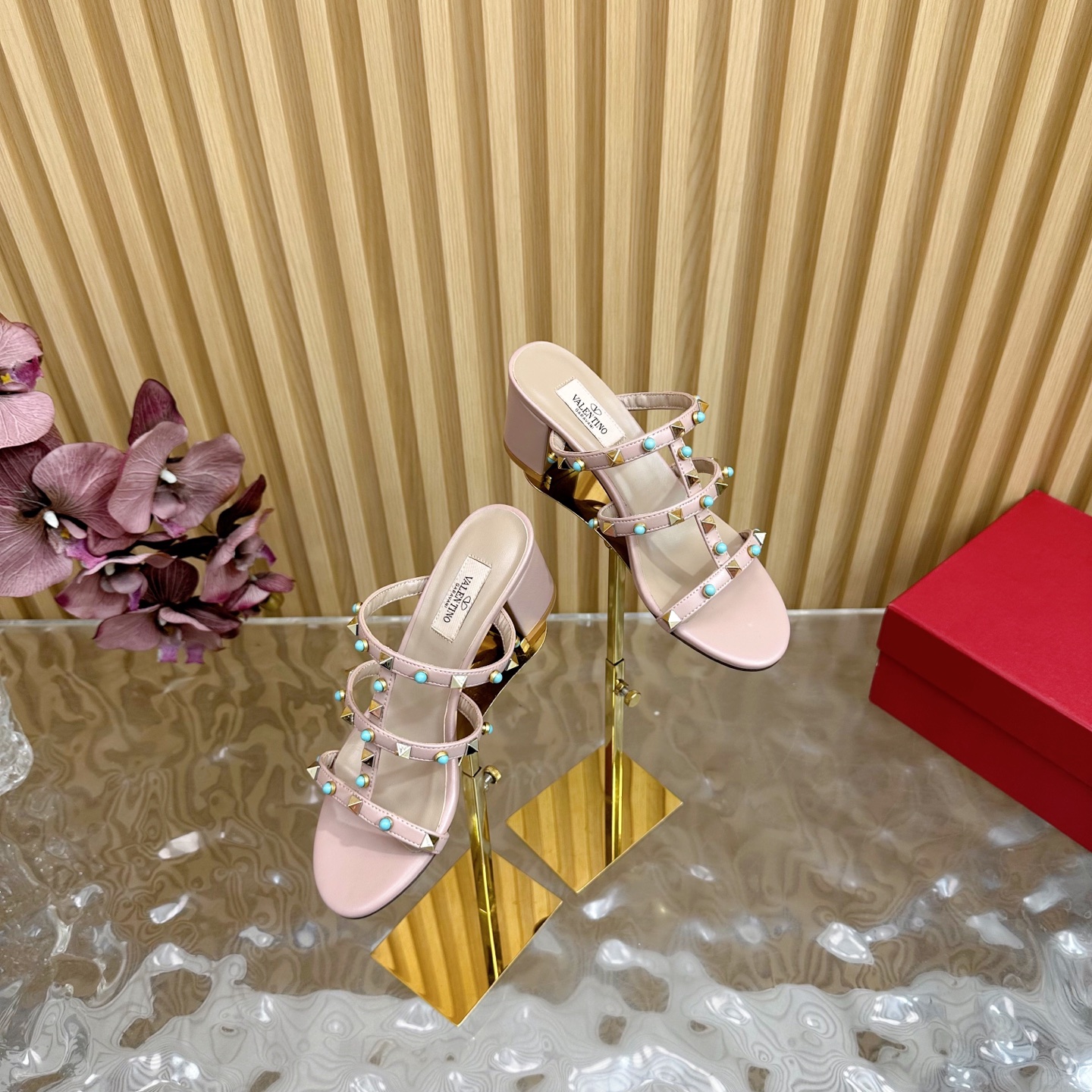 Valentino Turquoise Studded Leather Heeled Sandals - Chic & Trendy 3 i1742598032081 9620 0 0