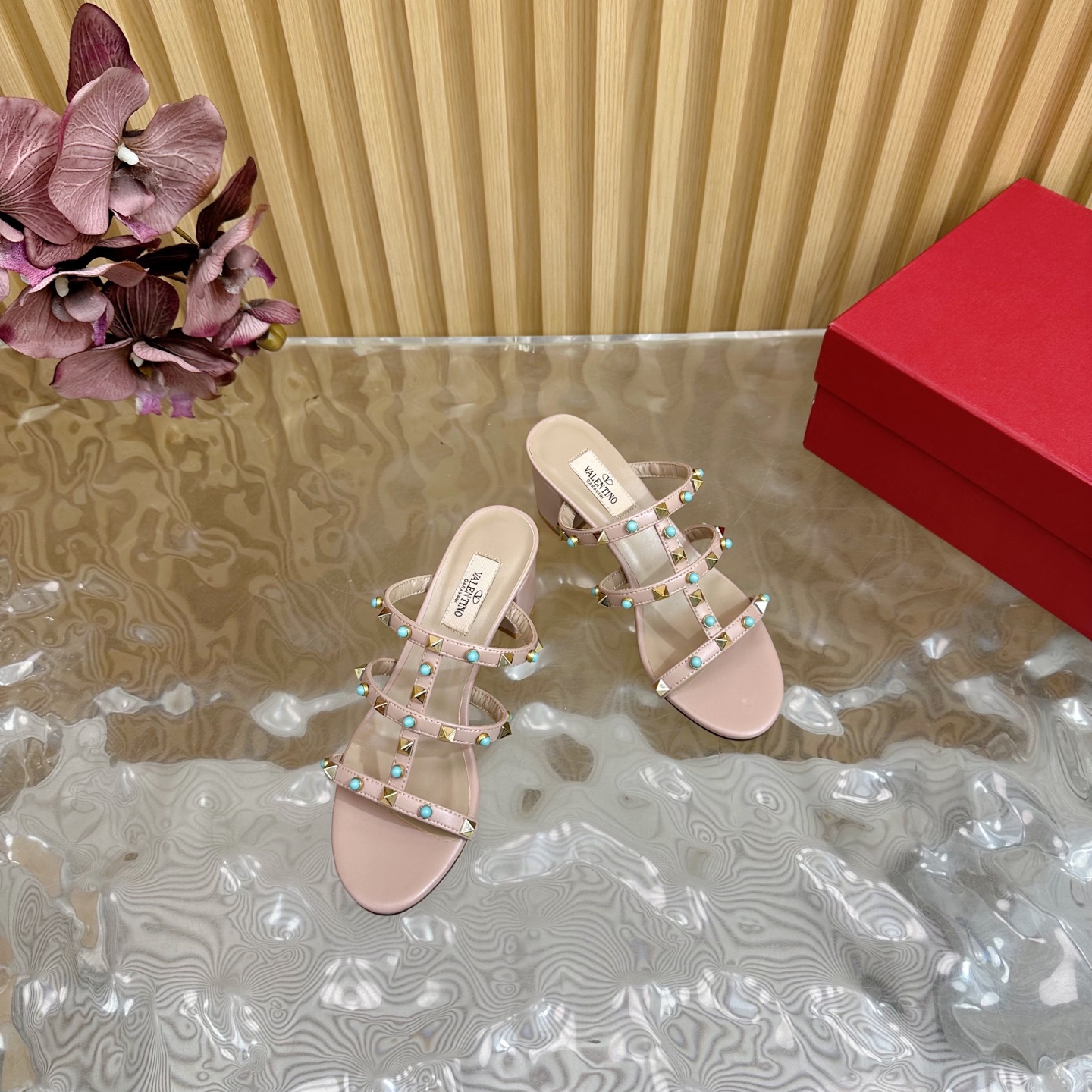 Valentino Turquoise Studded Leather Heeled Sandals - Chic & Trendy 7 i1742598034612 493 0 5