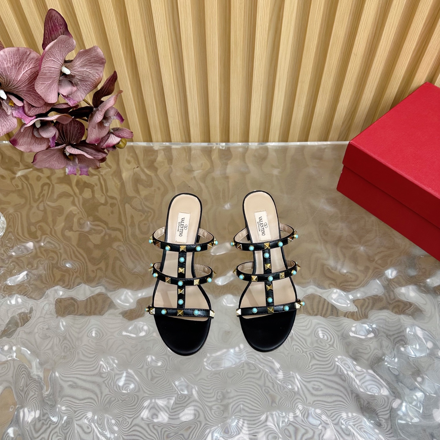 Valentino Rockstud Turquoise Embellished Leather Heeled Sandals 5 i1742598063812 8868 0 3