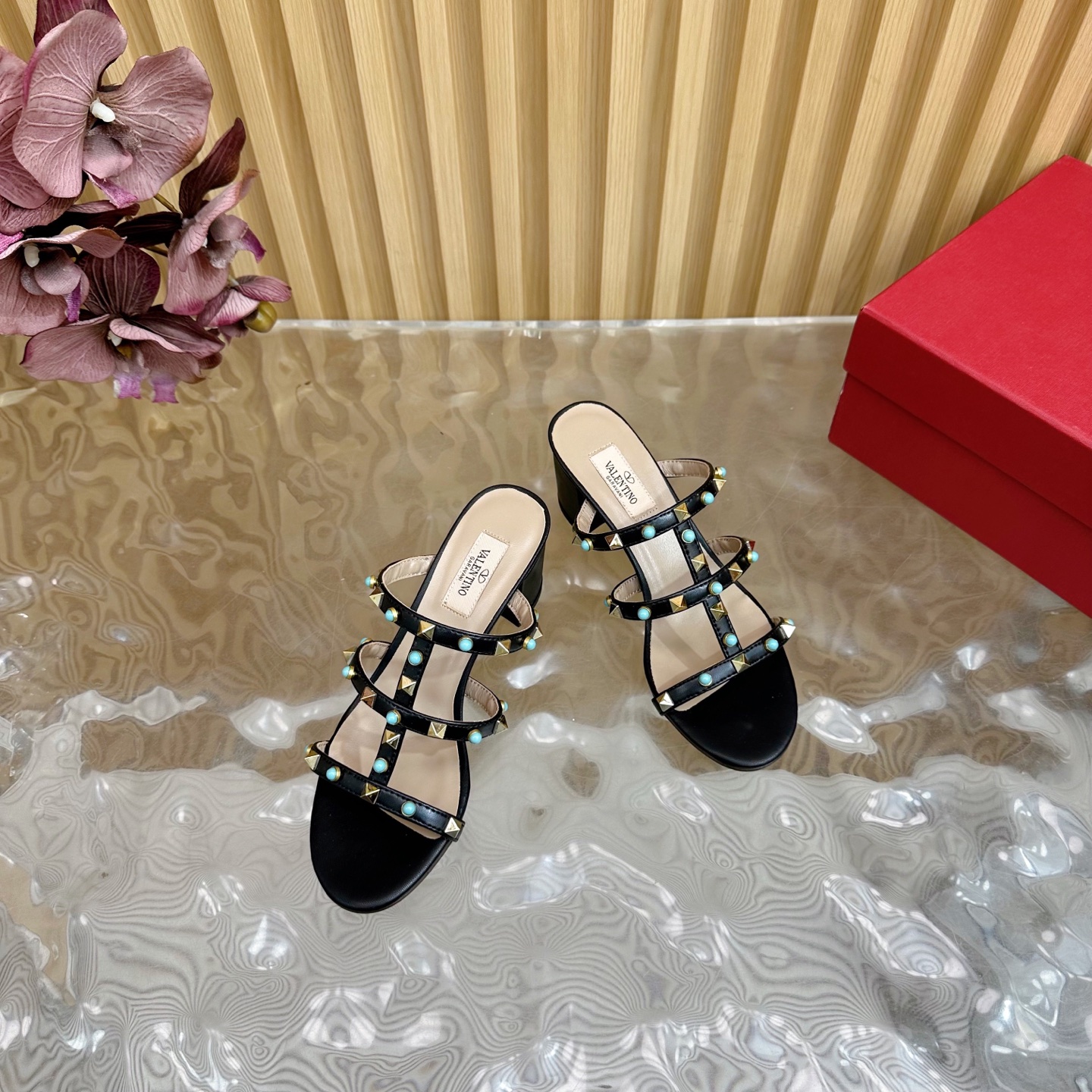 Valentino Rockstud Turquoise Embellished Leather Heeled Sandals 7 i1742598063812 8952 0 5