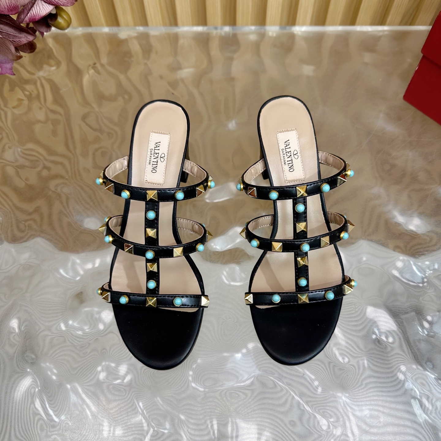 Valentino Rockstud Turquoise Embellished Leather Heeled Sandals 6 i1742598065945 8533 0 4